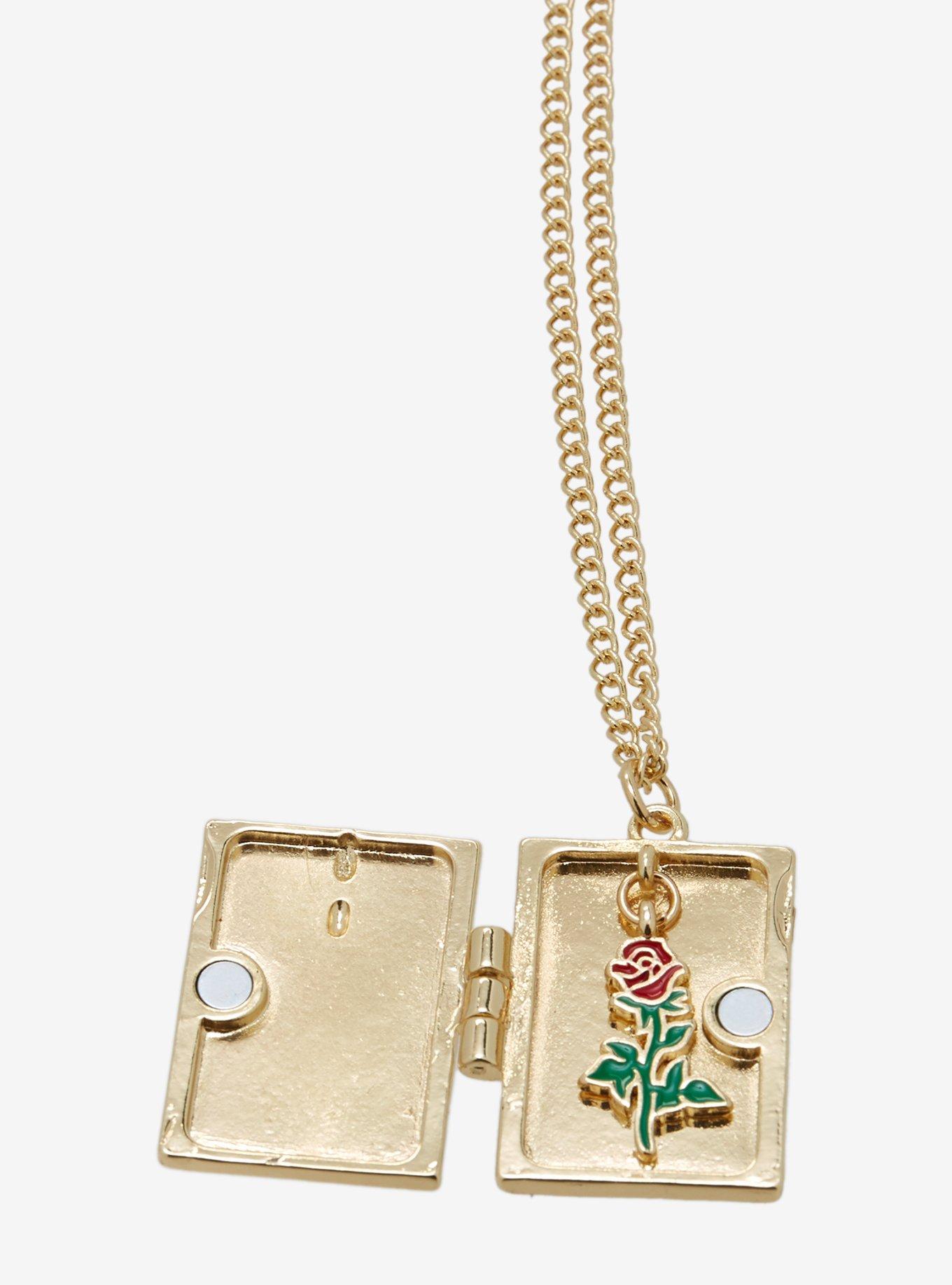 Disney Beauty And The Beast Book Locket Necklace, , alternate