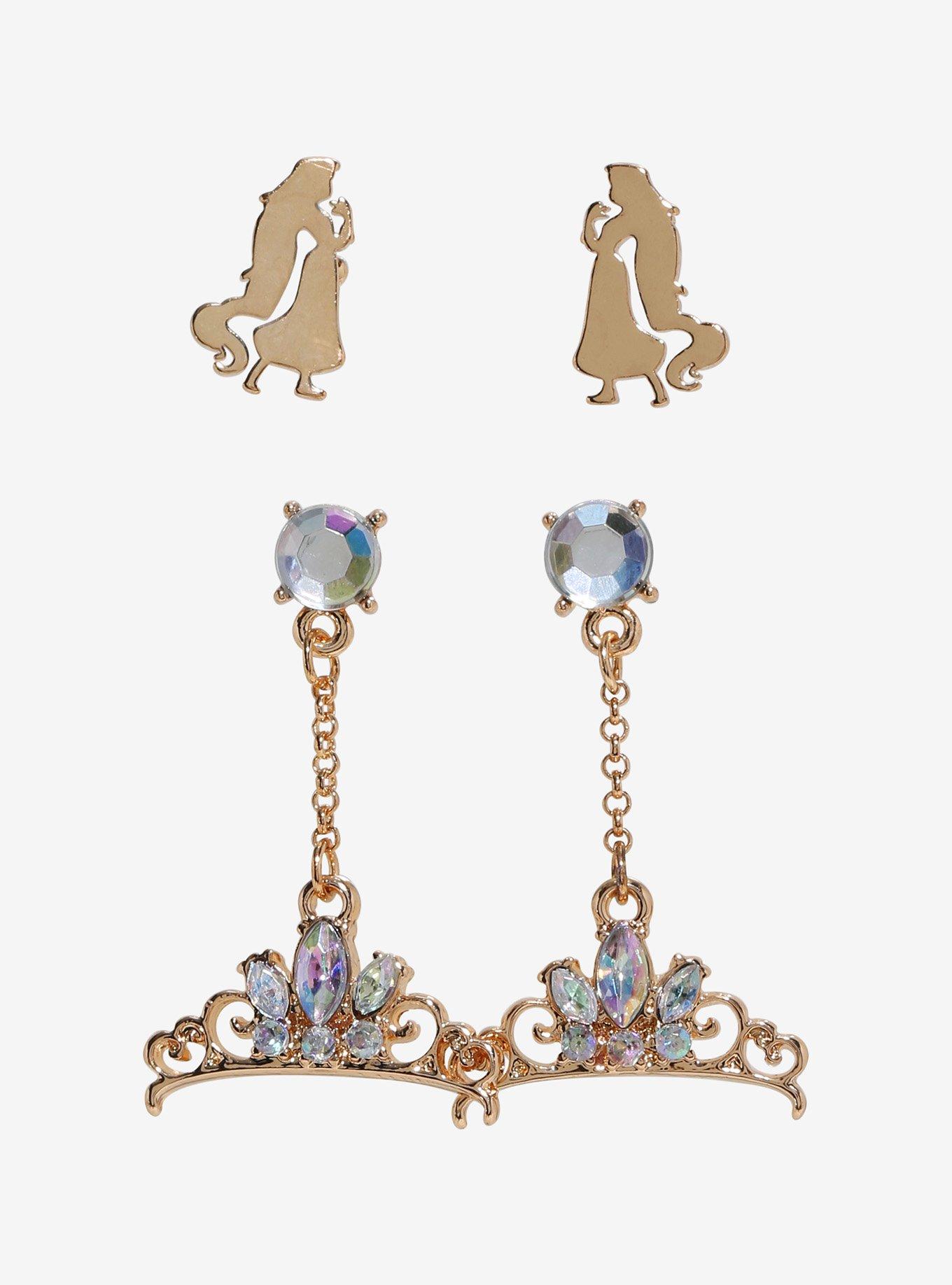 Disney Princess Rapunzel Crown Earring Set, , hi-res