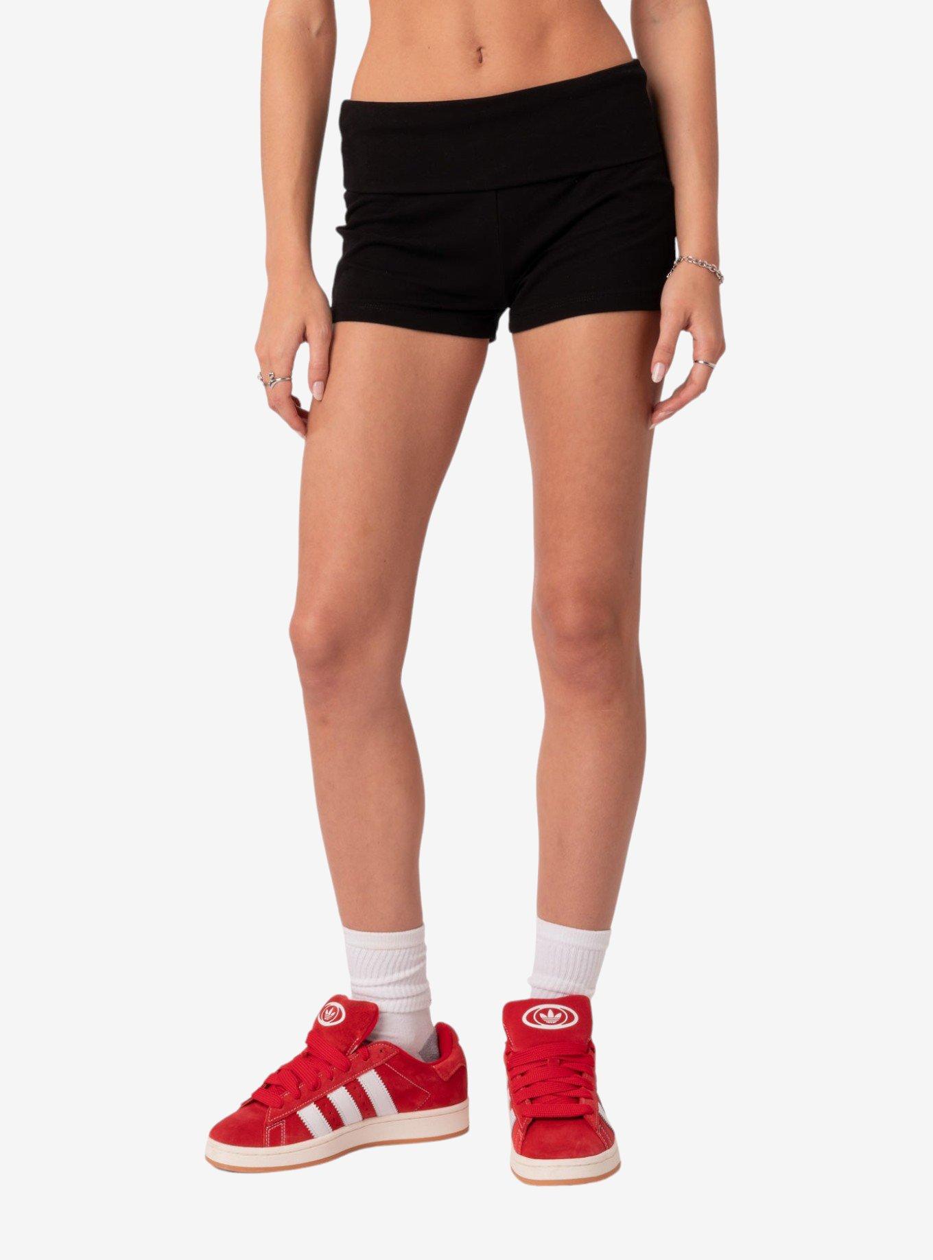 I Love Me Fold Over Shorts Black, BLACK, alternate