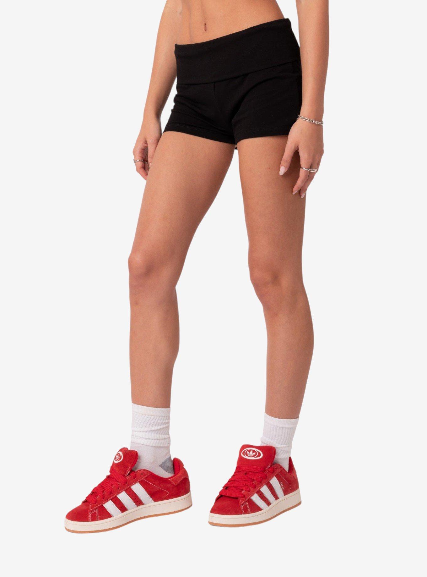 I Love Me Fold Over Shorts Black, BLACK, alternate