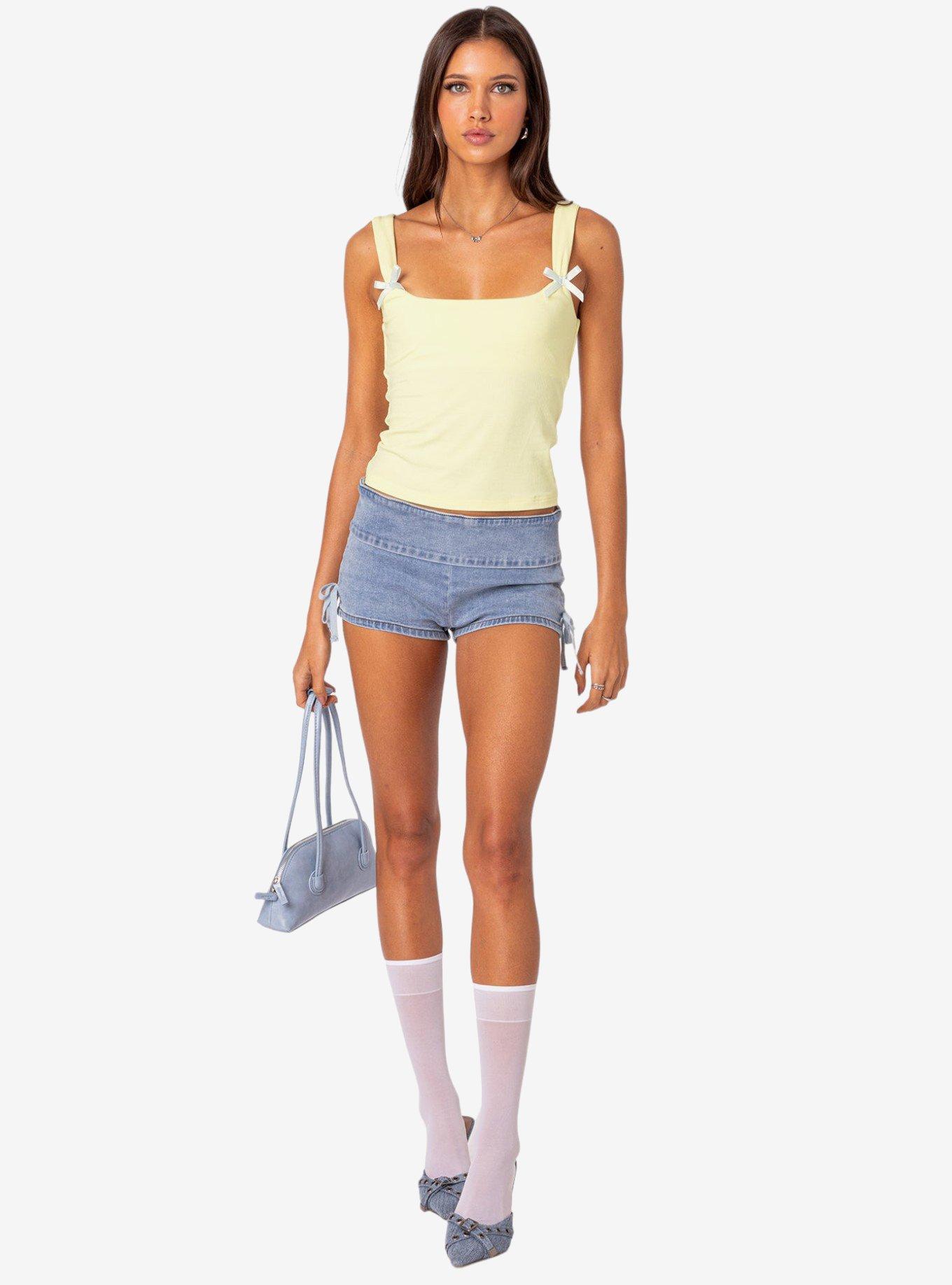 Lola Ribbed Tank Top Yellow, BRIGHT YELLOW, alternate