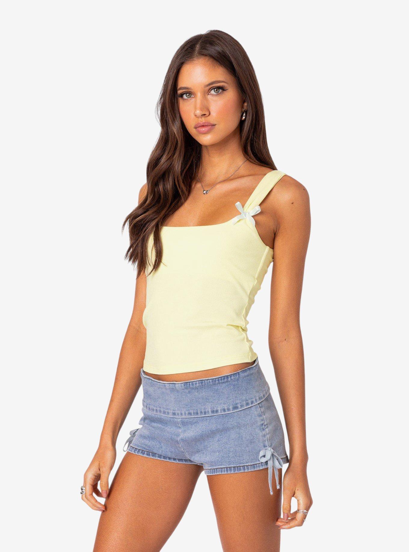 Lola Ribbed Tank Top Yellow, BRIGHT YELLOW, alternate