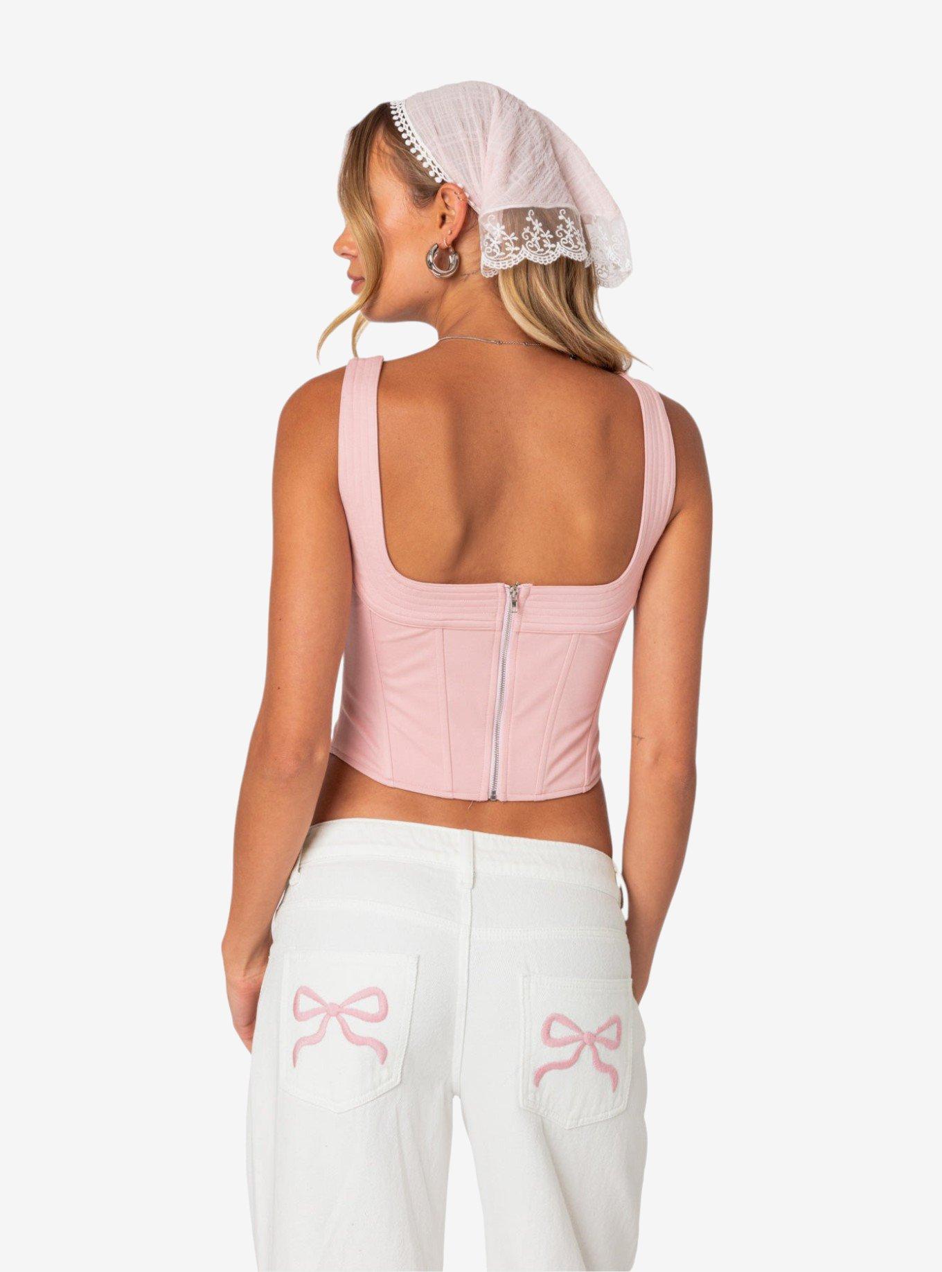 Ballet Baby Lace Up Corset Top, PINK, alternate