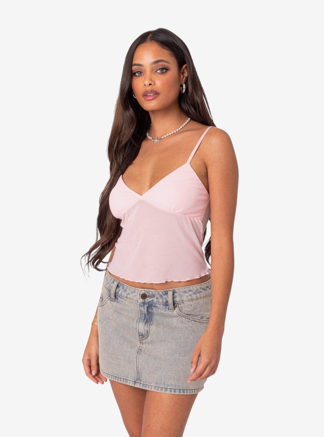Serafina Sheer Mesh Tank Top, PINK, alternate