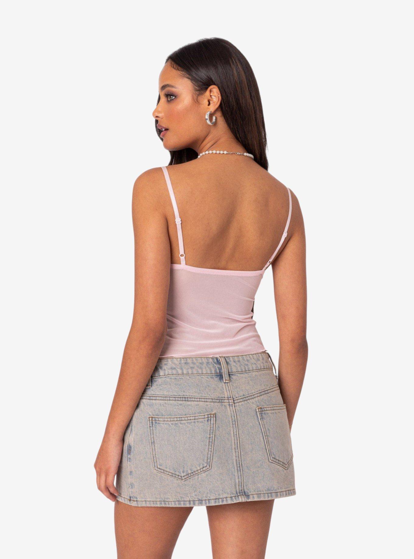 Serafina Sheer Mesh Tank Top, PINK, alternate