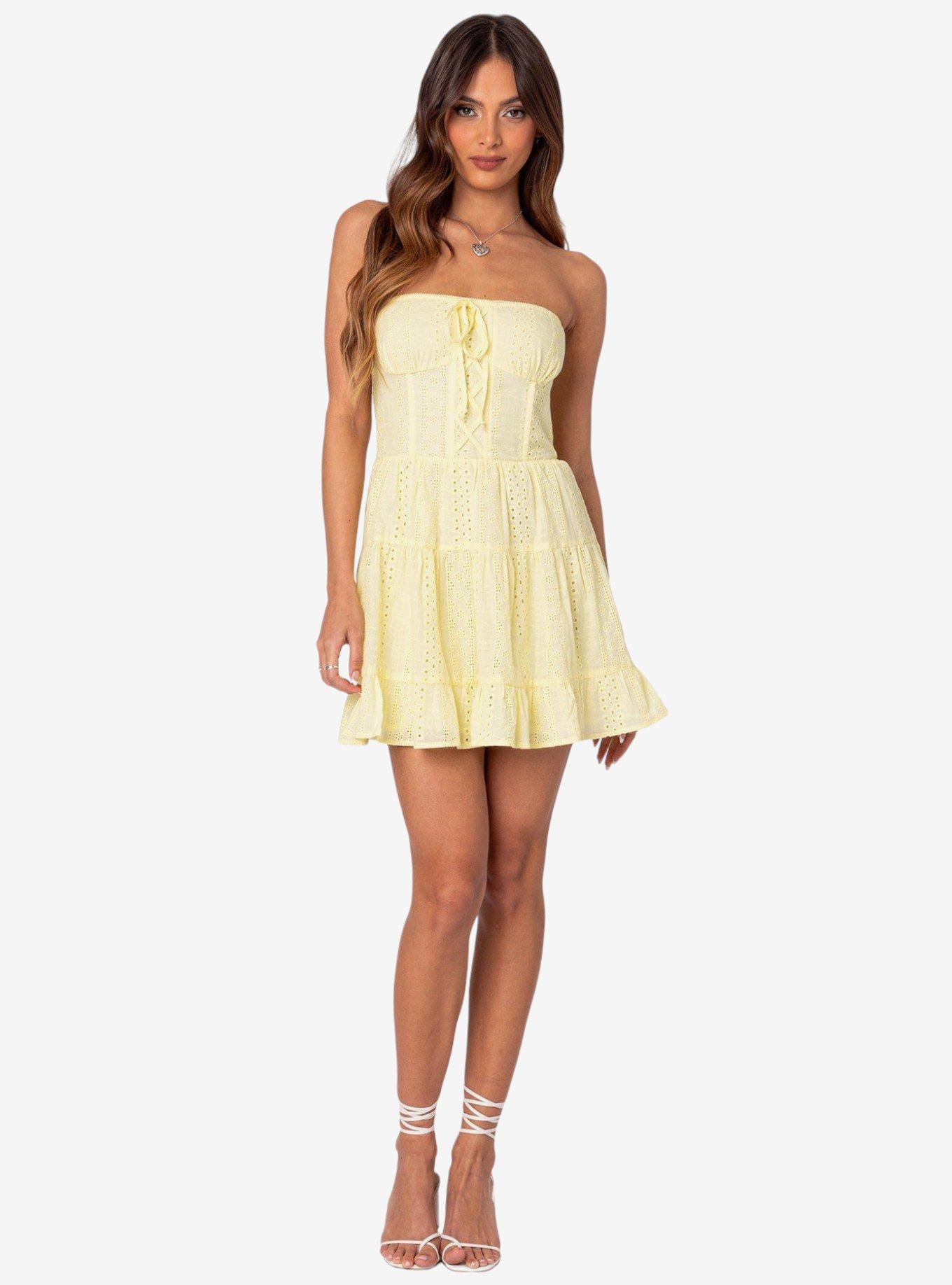 Liora Lacey Cotton Mini Dress, BRIGHT YELLOW, alternate