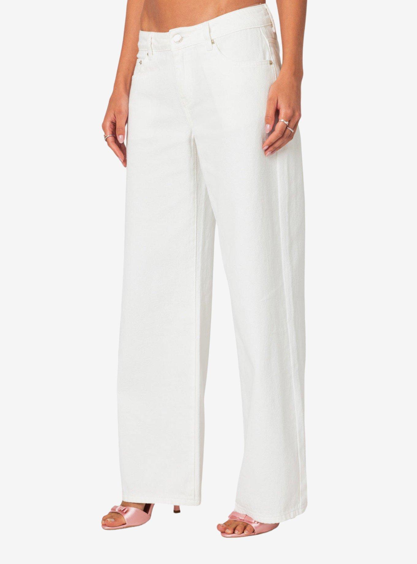 Edikted Bow Pocket Relaxed Jeans White, BRIGHT WHITE, alternate