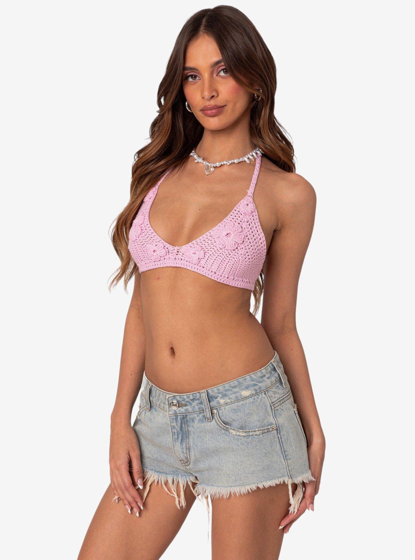 Missy Crochet Bra Top, PINK, alternate