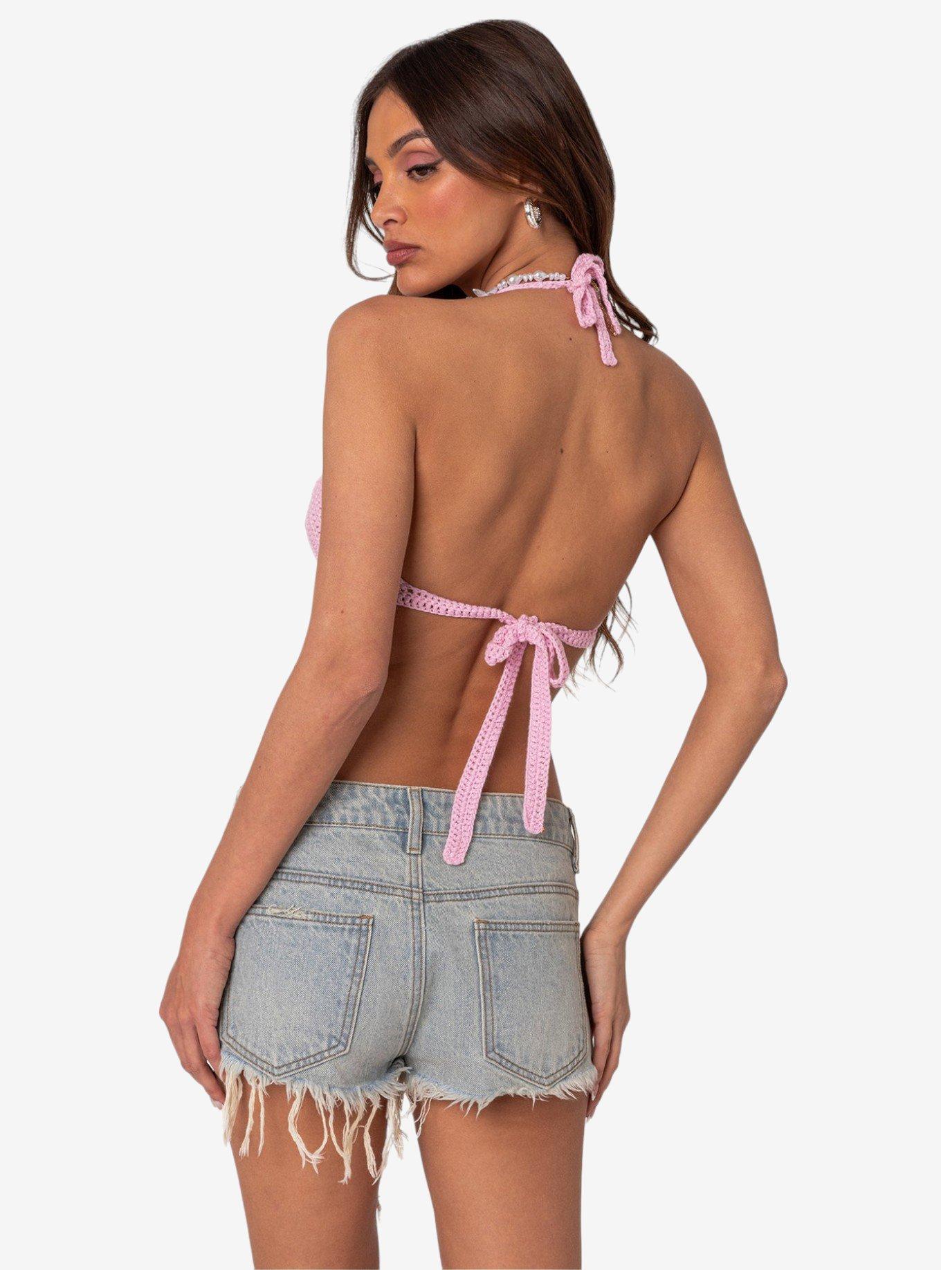 Missy Crochet Bra Top, PINK, alternate
