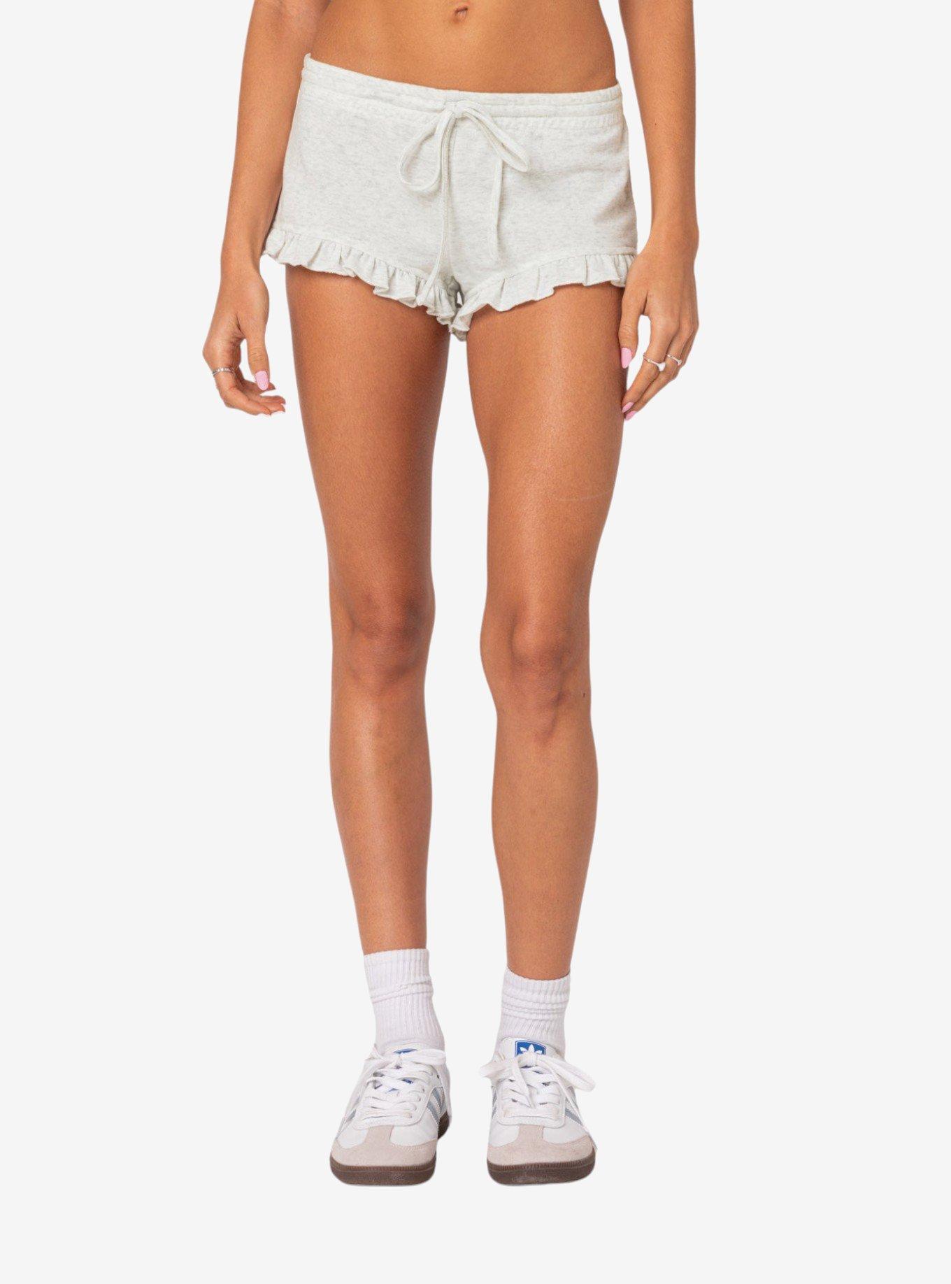Randi Ruffled Micro Shorts, GREY, alternate