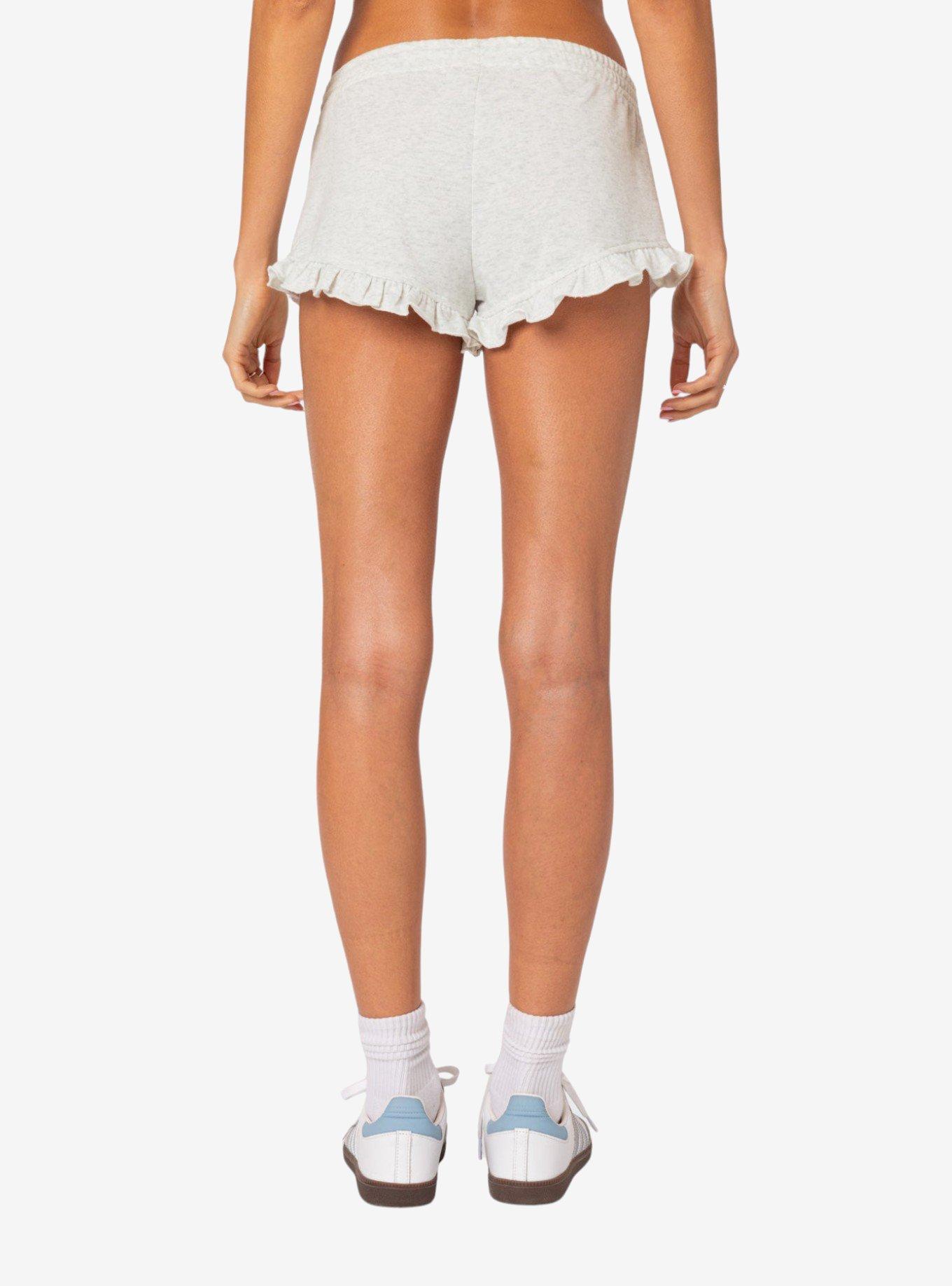Randi Ruffled Micro Shorts, GREY, alternate