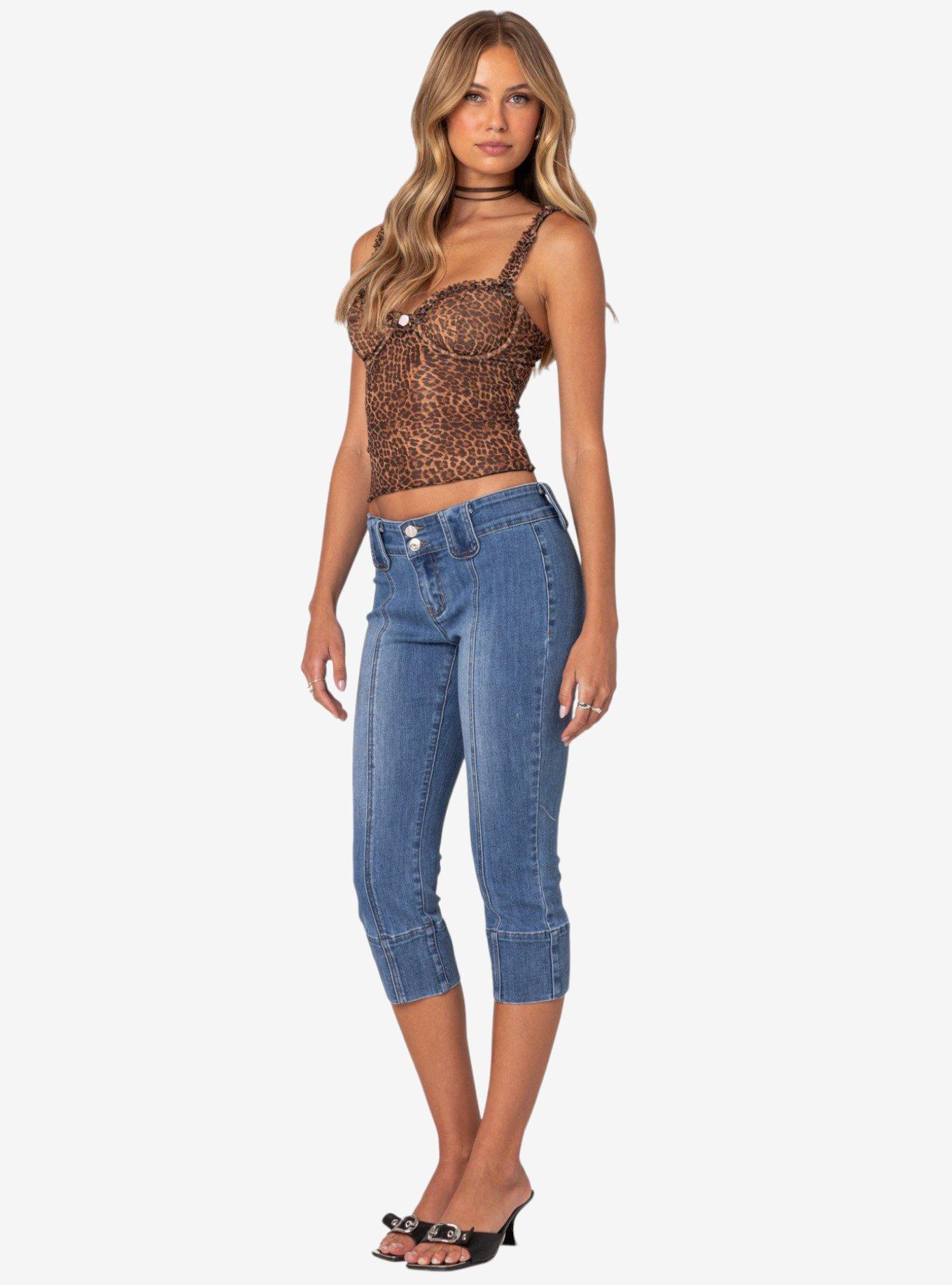 Edikted Jesse Low Rise Washed Capri Jeans, BLUE, alternate
