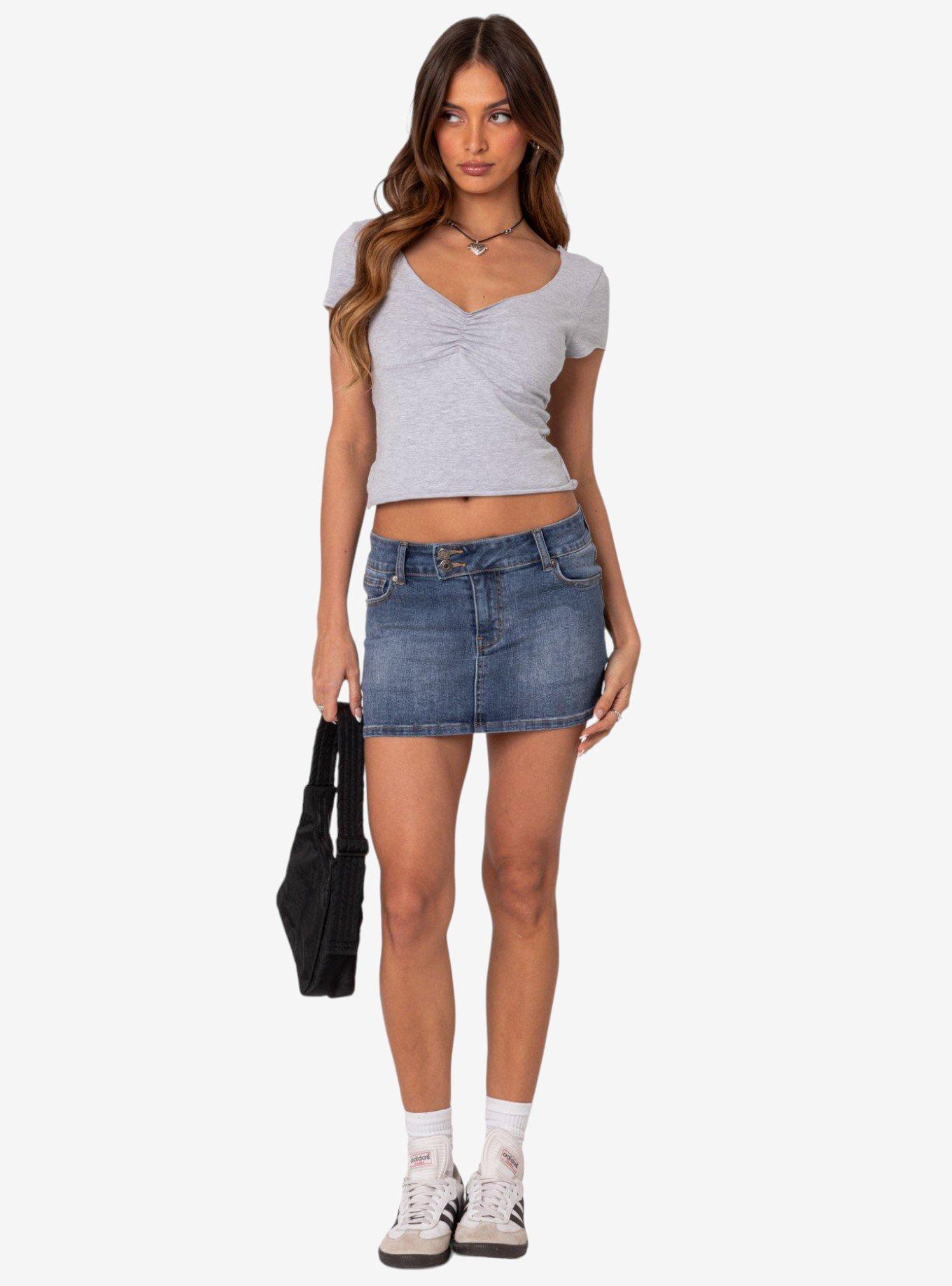 Ava V Neck Ruched Top, GREY, alternate