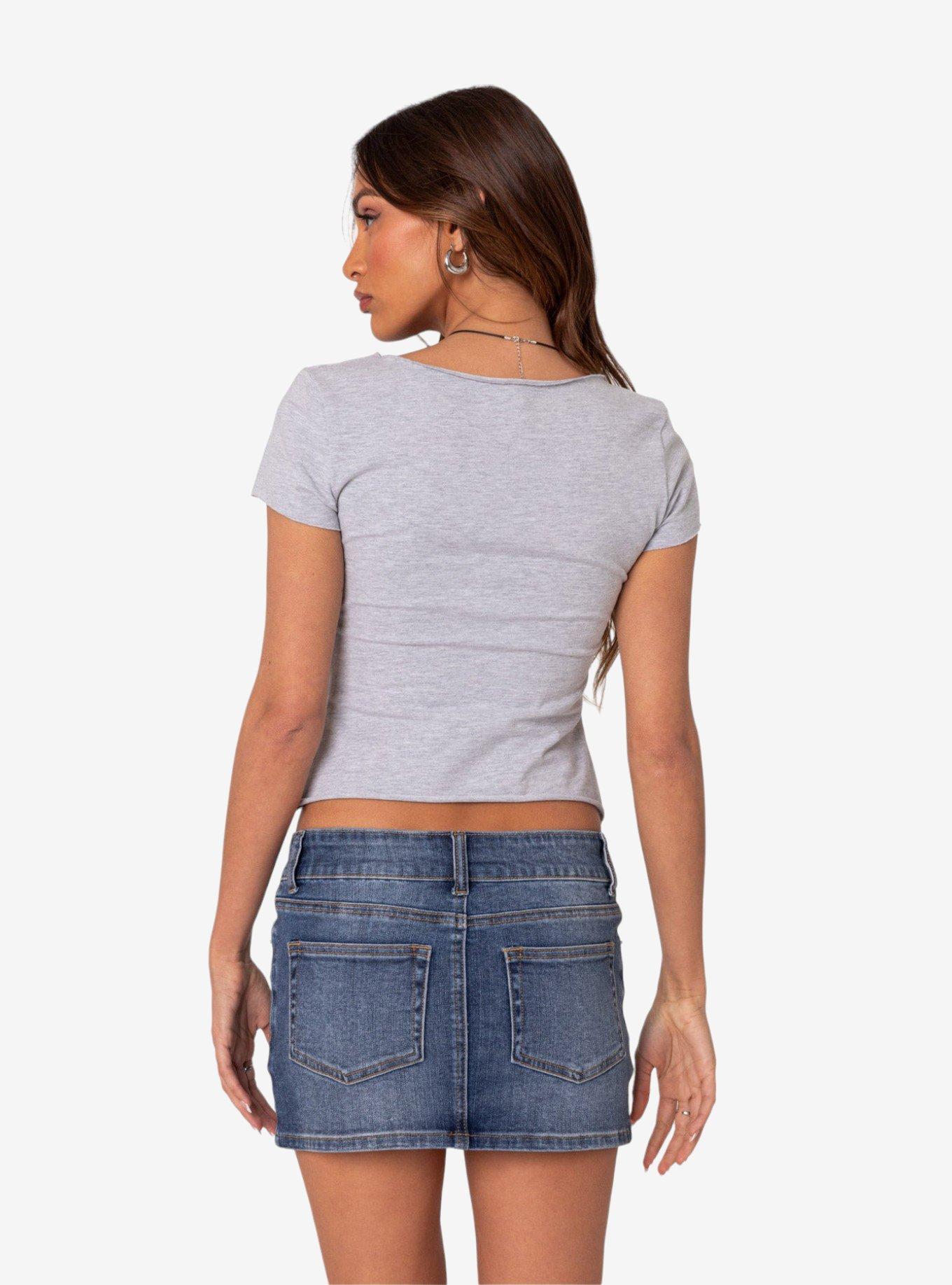 Ava V Neck Ruched Top, GREY, alternate