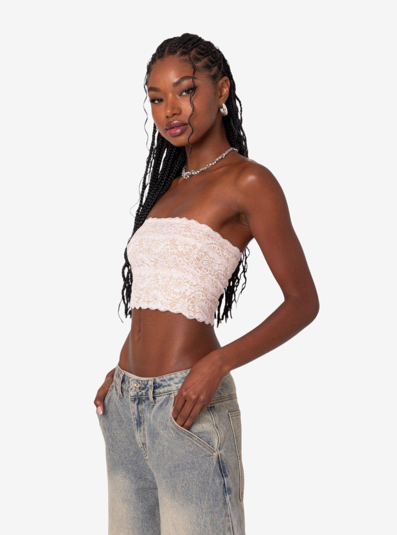Nadine Lace Tube Top, PINK, alternate
