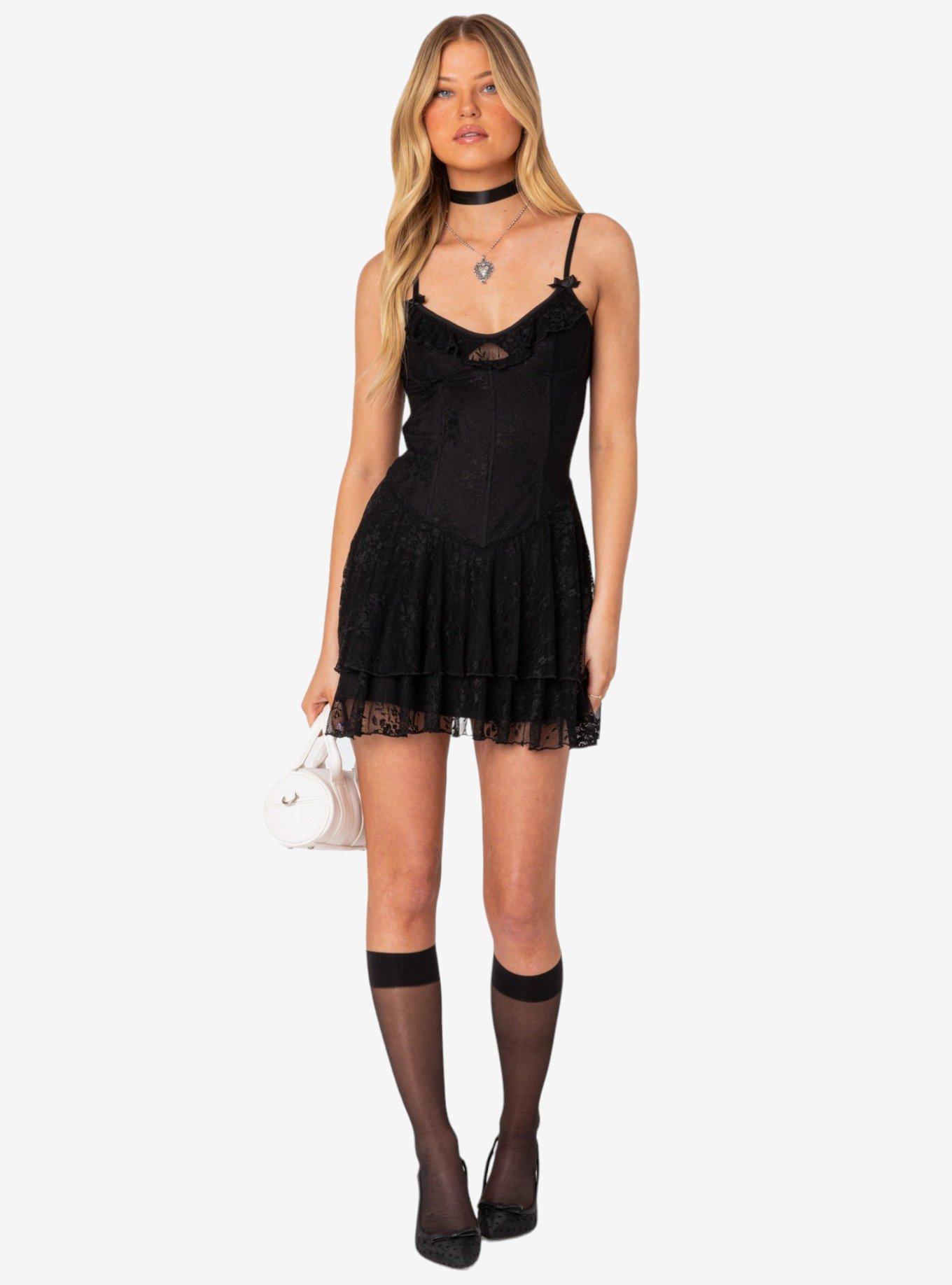 Edikted Lyla Lace Corset Mini Dress, BLACK, alternate