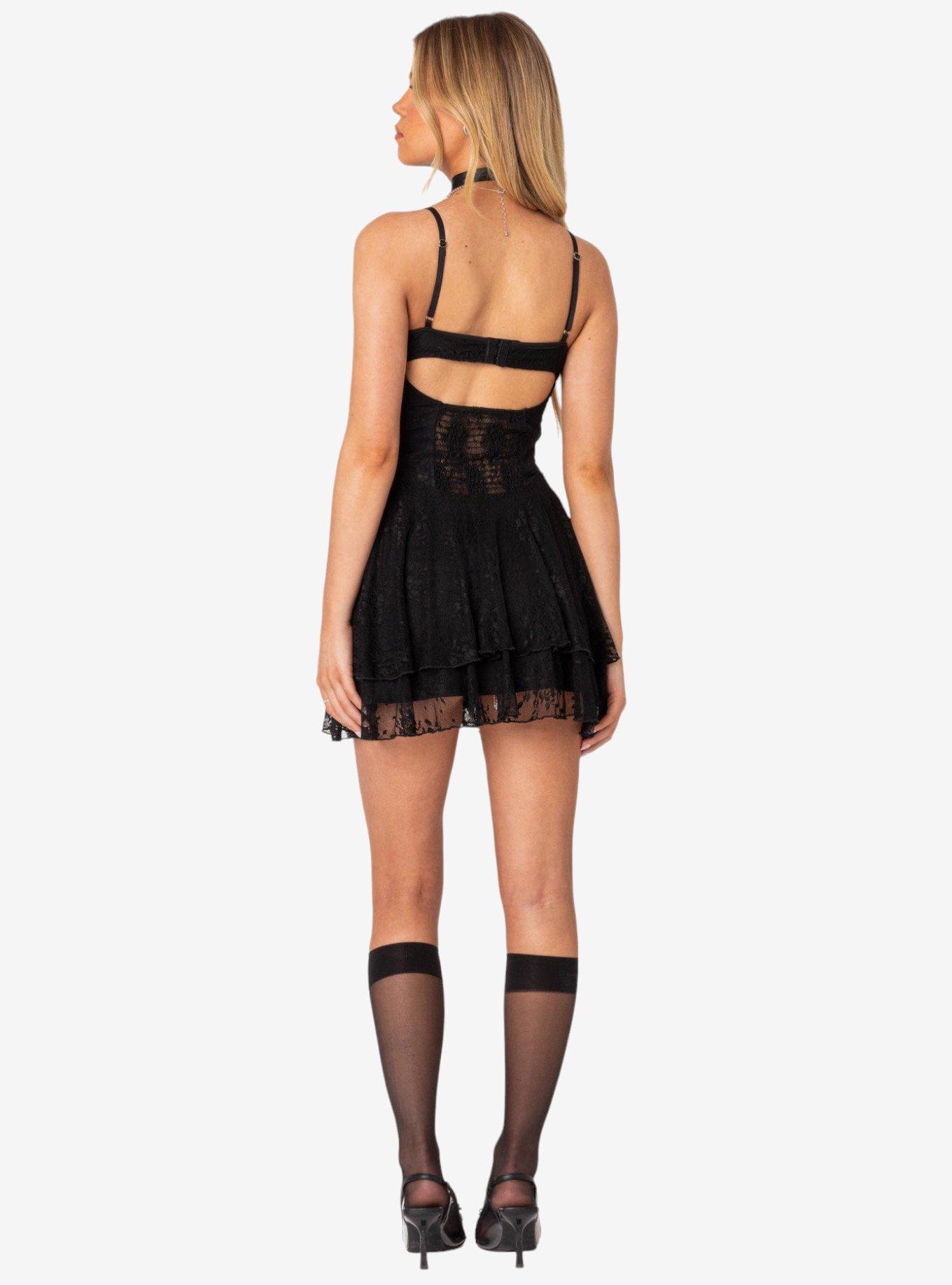 Edikted Lyla Lace Corset Mini Dress, BLACK, alternate
