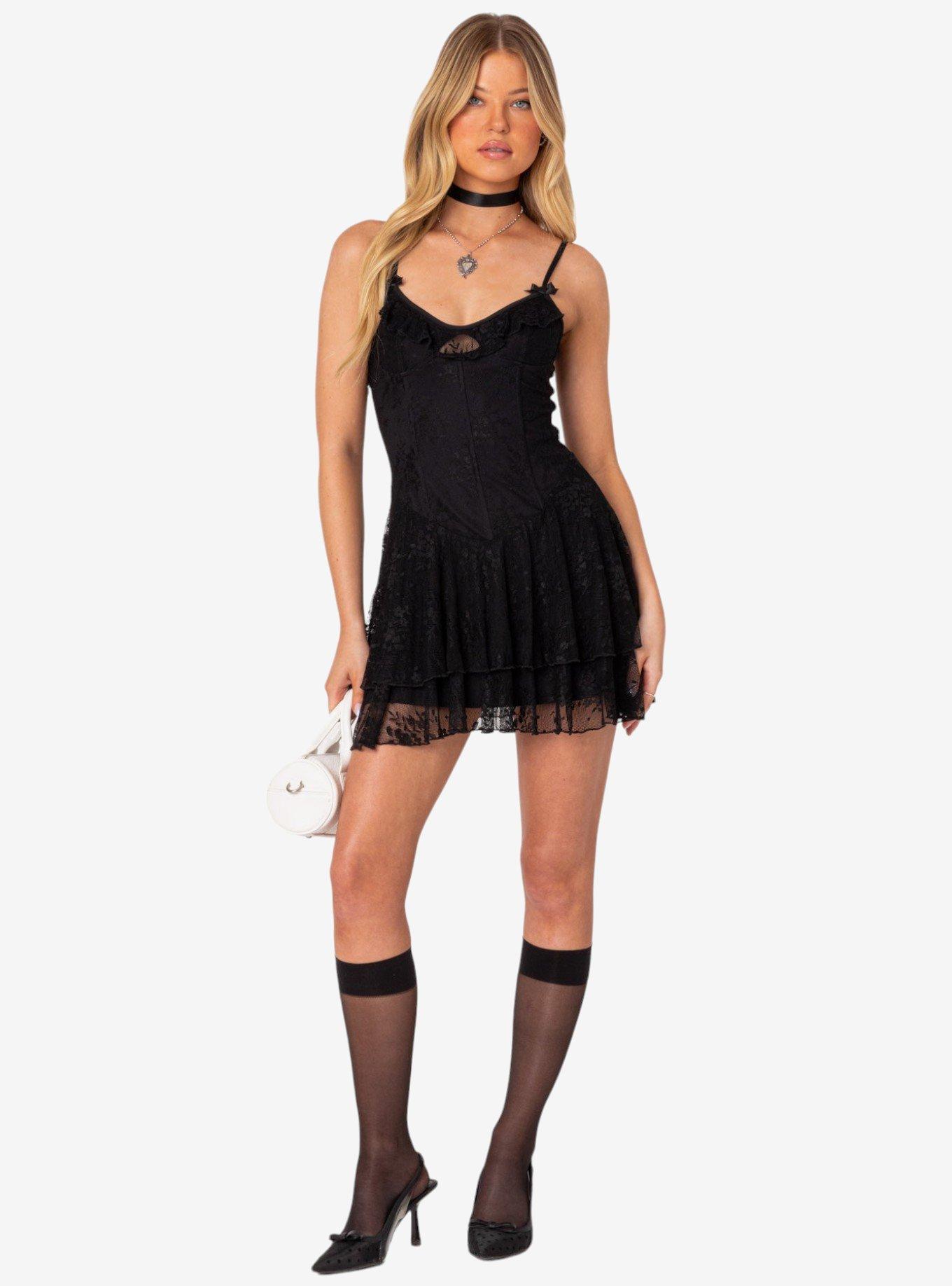 Edikted Lyla Lace Corset Mini Dress, BLACK, alternate