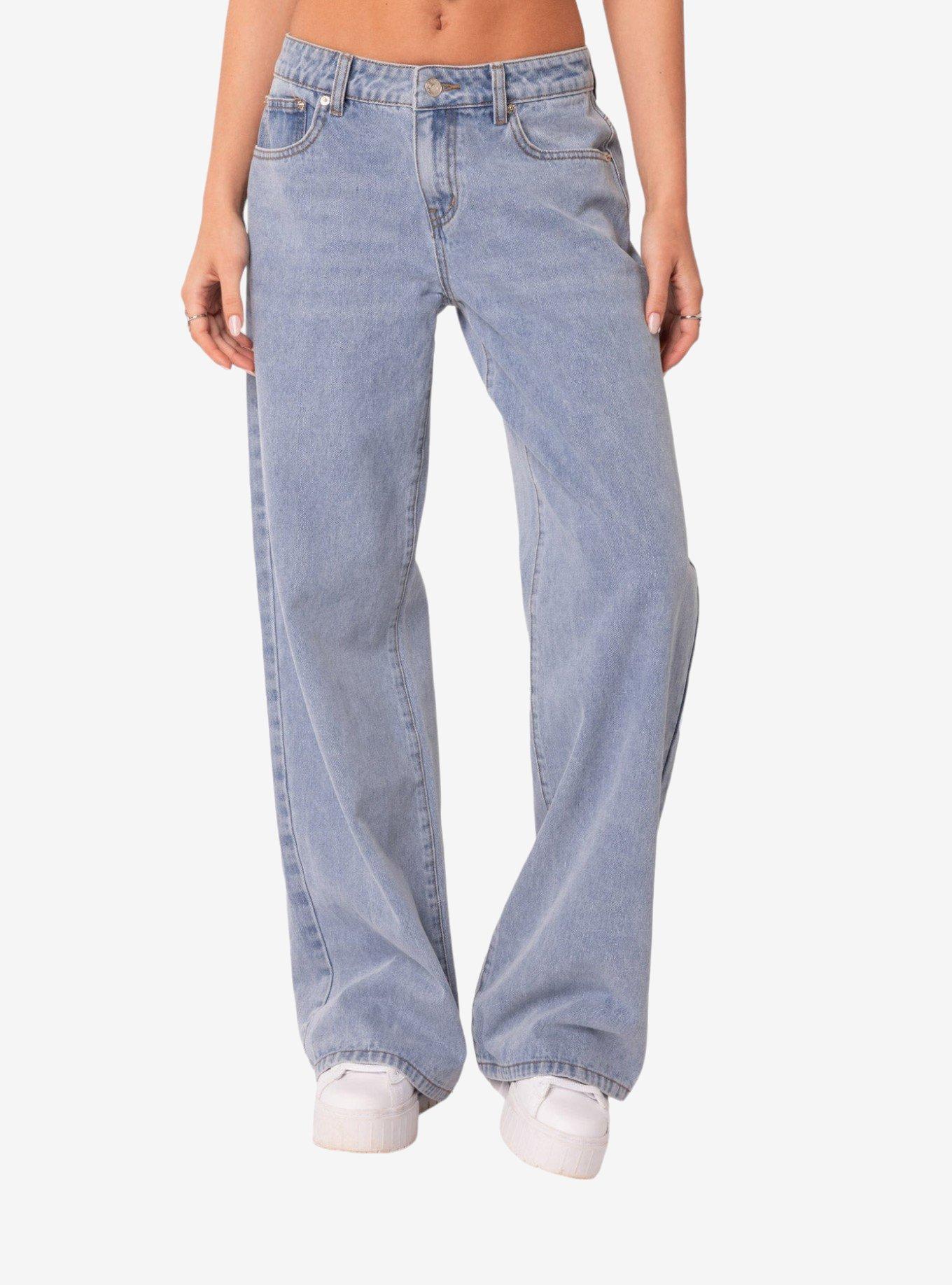 Edikted Raelynn Washed Low Rise Jeans, BLUE, alternate