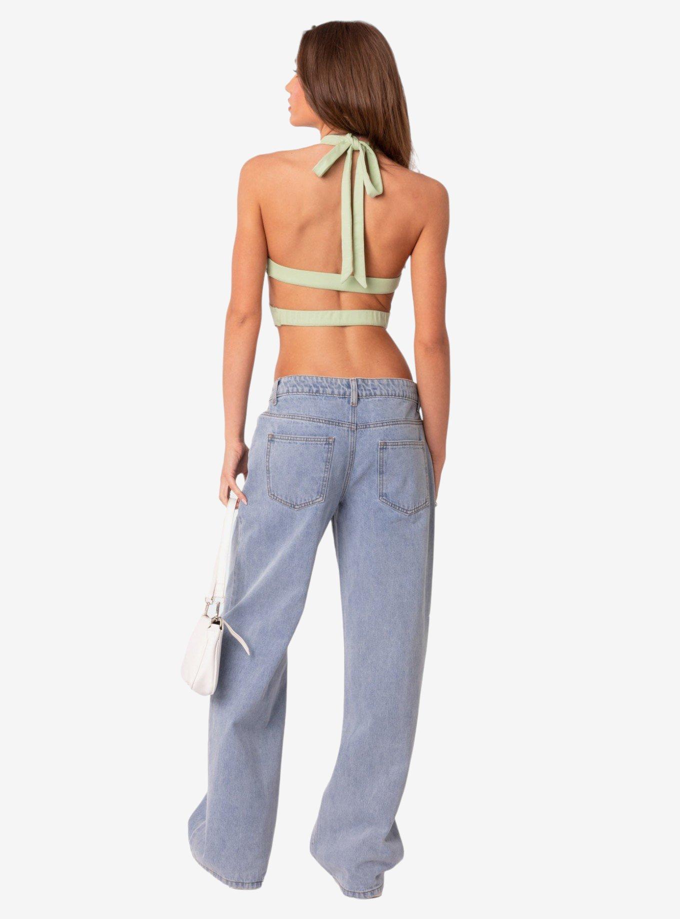 Edikted Raelynn Washed Low Rise Jeans, BLUE, alternate