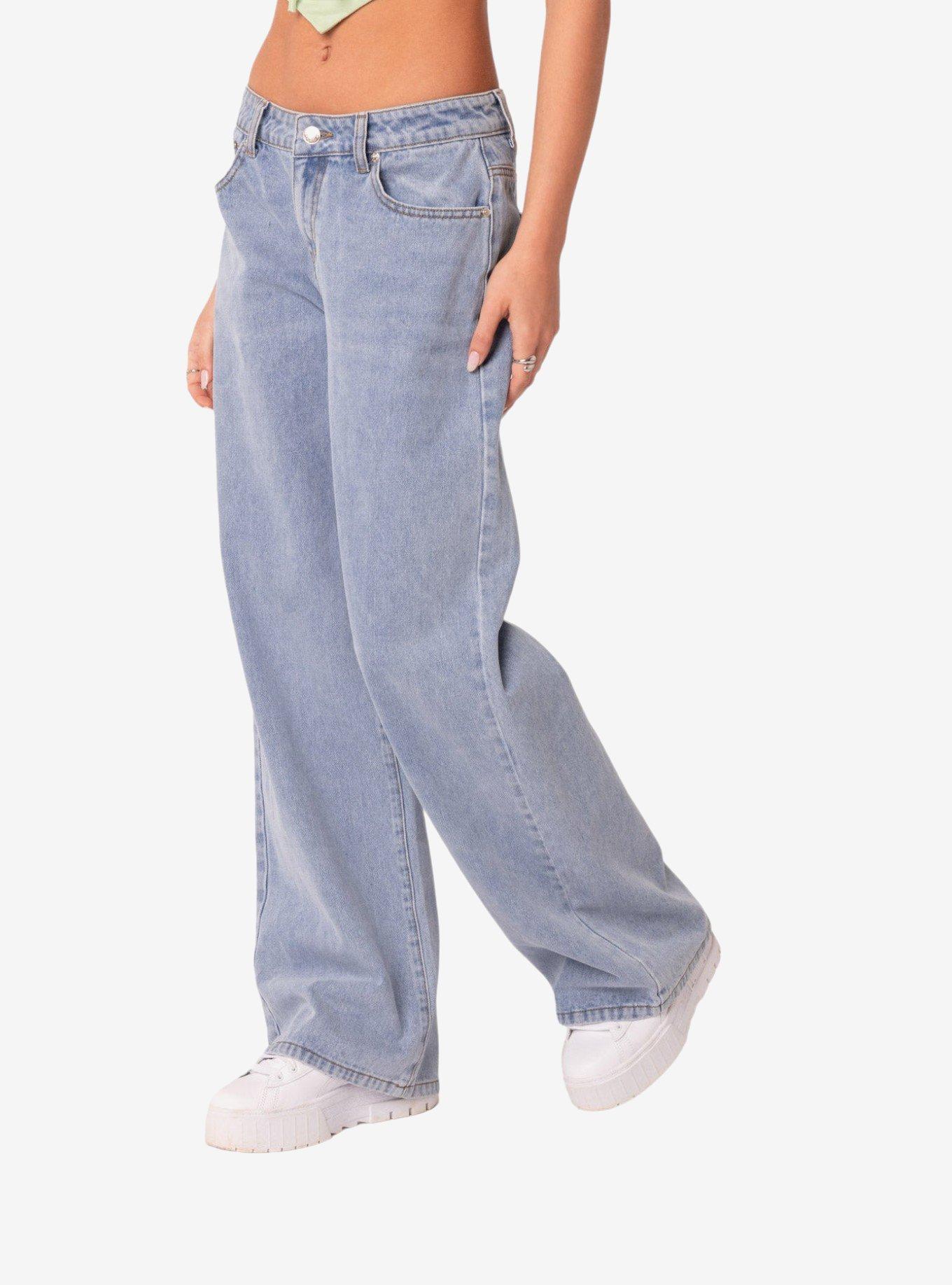 Edikted Raelynn Washed Low Rise Jeans, BLUE, alternate