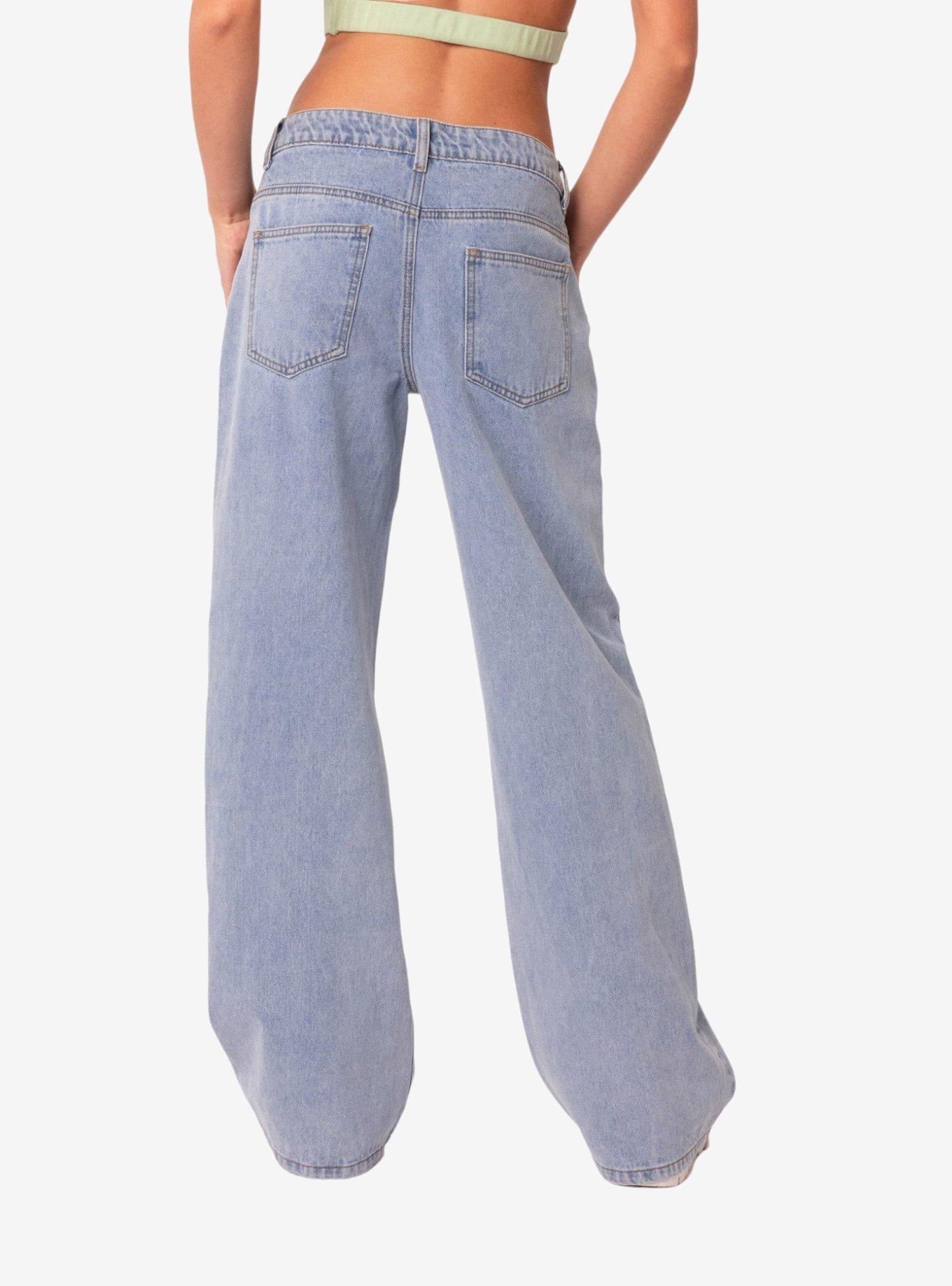 Edikted Raelynn Washed Low Rise Jeans, BLUE, alternate