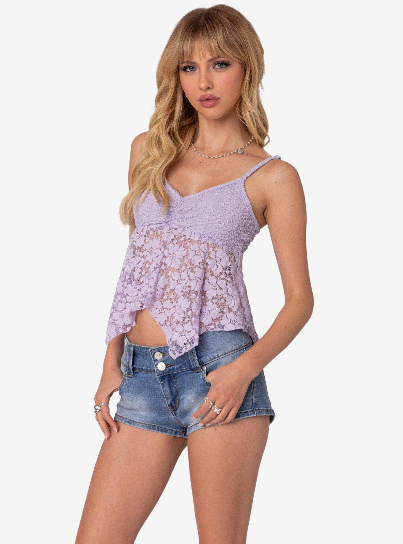 Orchid Sheer Lace Top, PURPLE, alternate - view 3