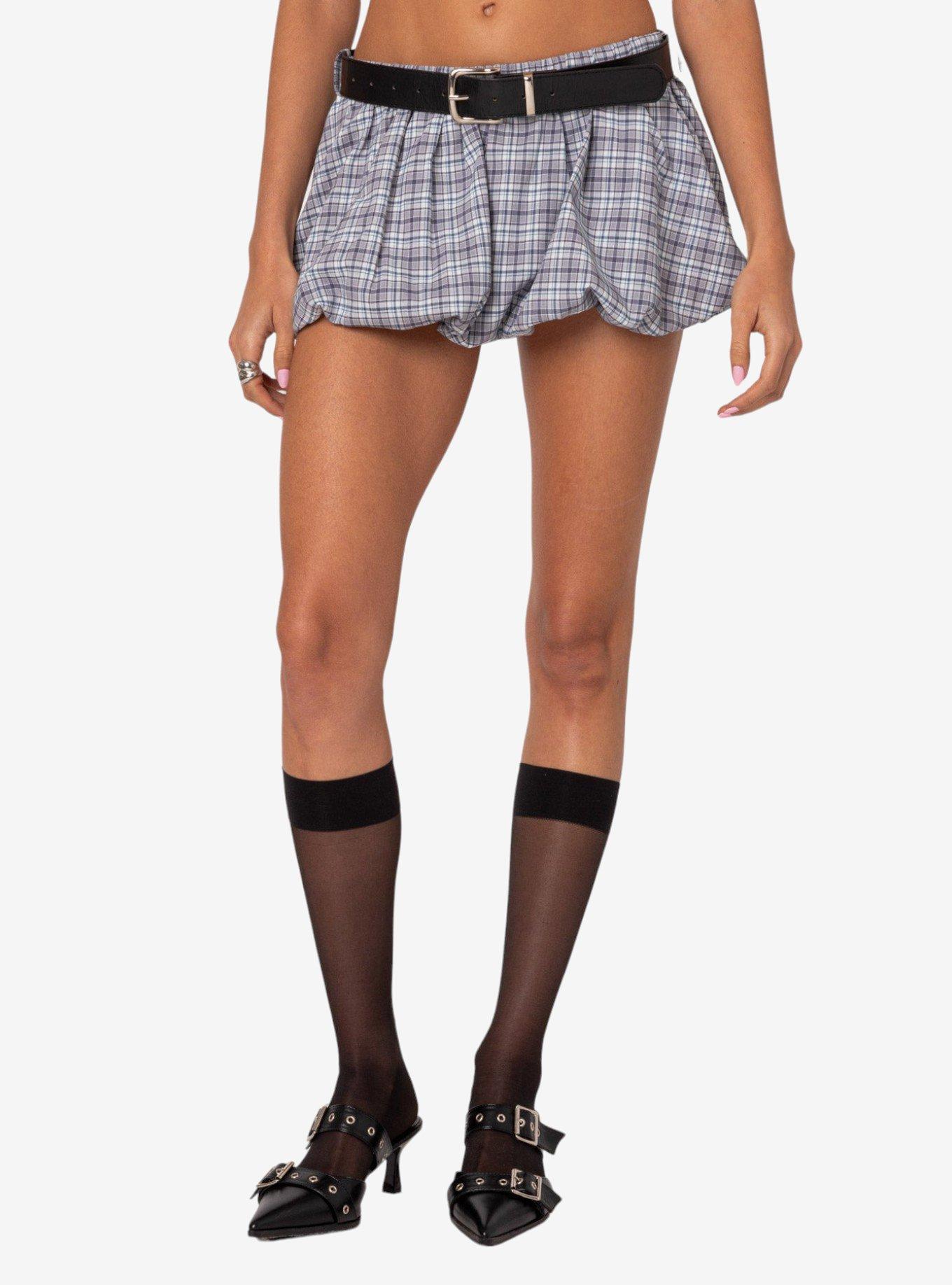 Plaid Bubble Micro Skort, BLUE, alternate