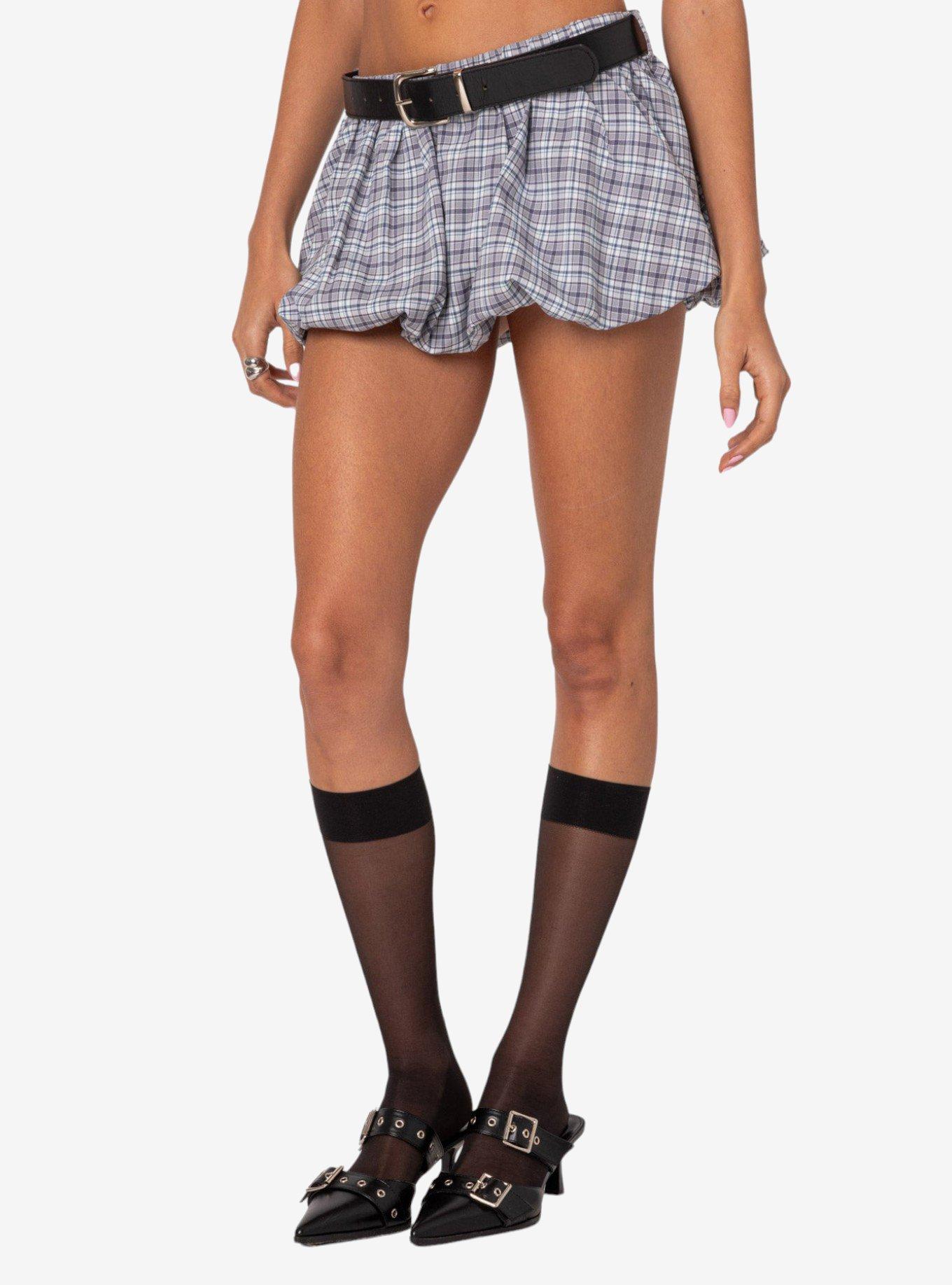 Plaid Bubble Micro Skort, BLUE, alternate
