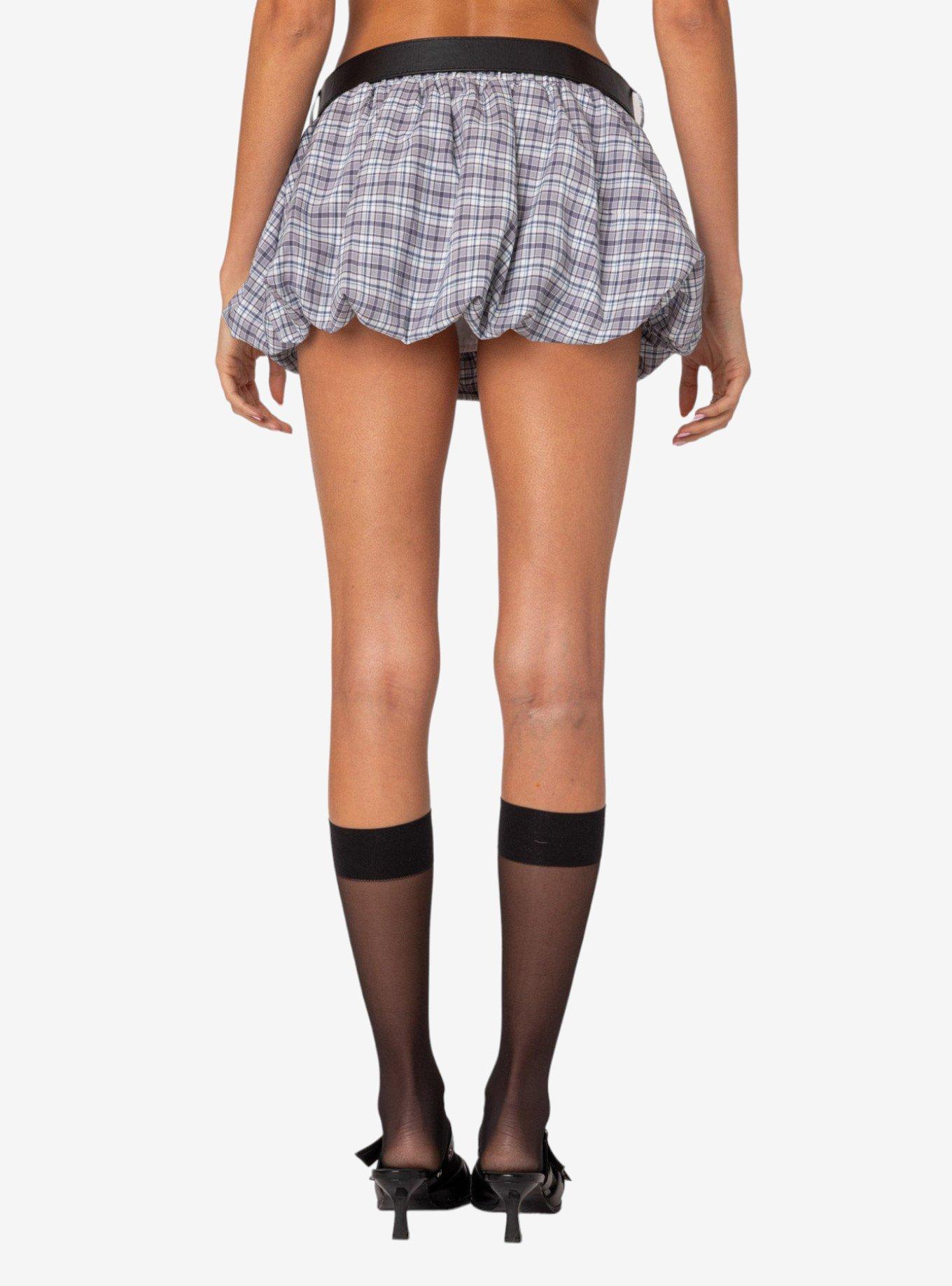 Plaid Bubble Micro Skort, BLUE, alternate