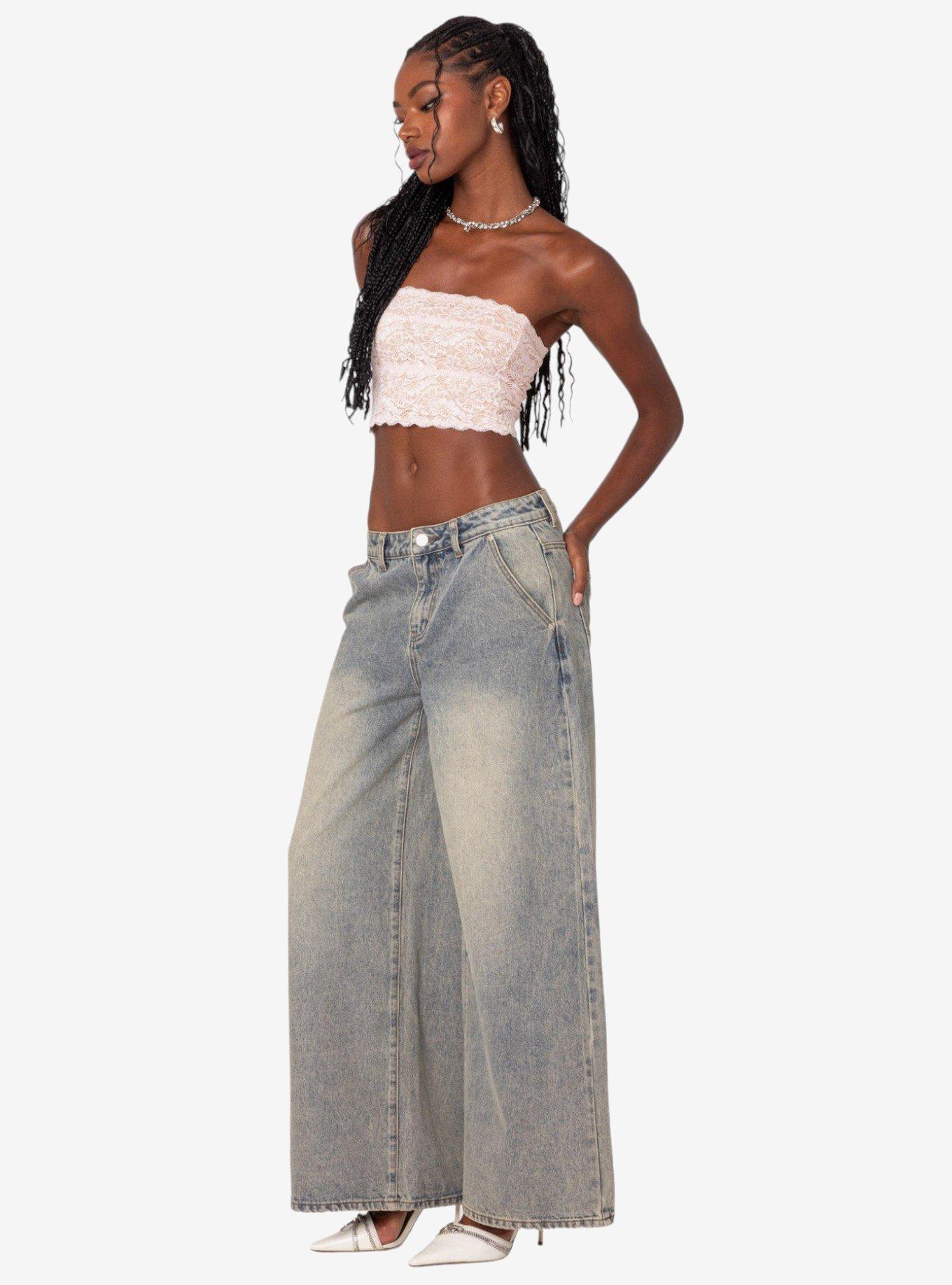Edikted Super Baggy Wide Leg Jeans, GREY, alternate