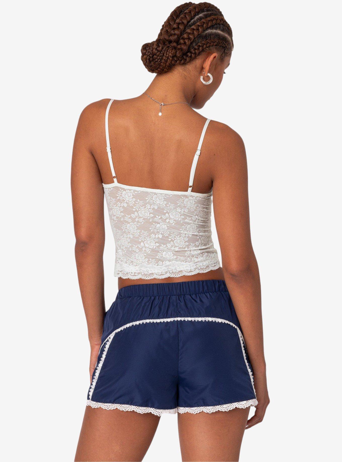 Cami Sheer Lace Tank Top, BRIGHT WHITE, alternate