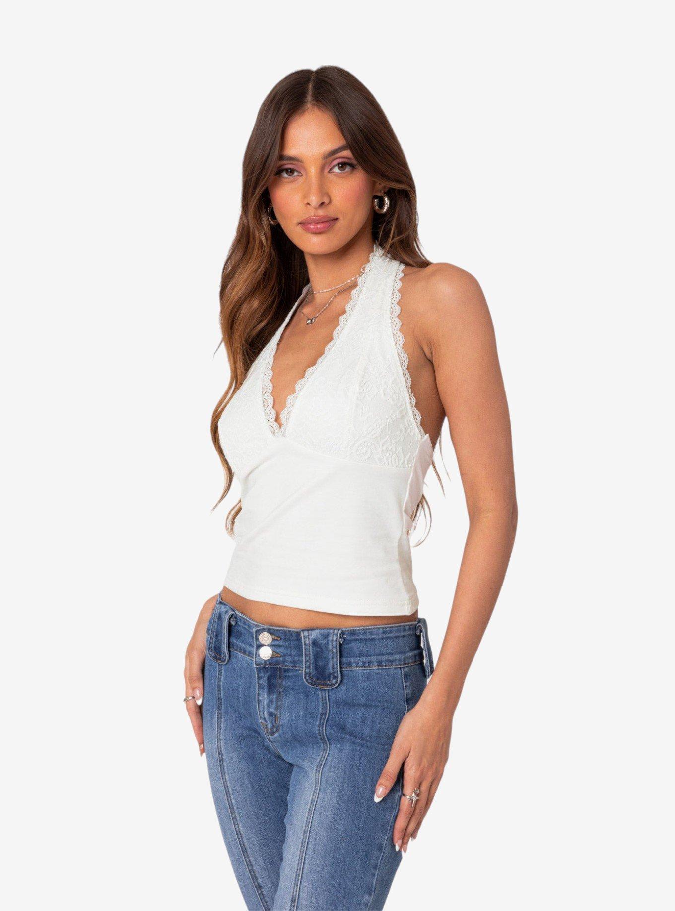Carolyn Lacey Halter Top, BRIGHT WHITE, alternate - view 3