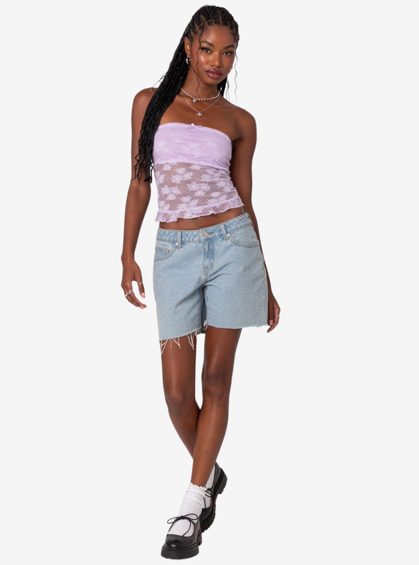 Ballet Sheer Lace Tube Top, PURPLE, alternate - view 5