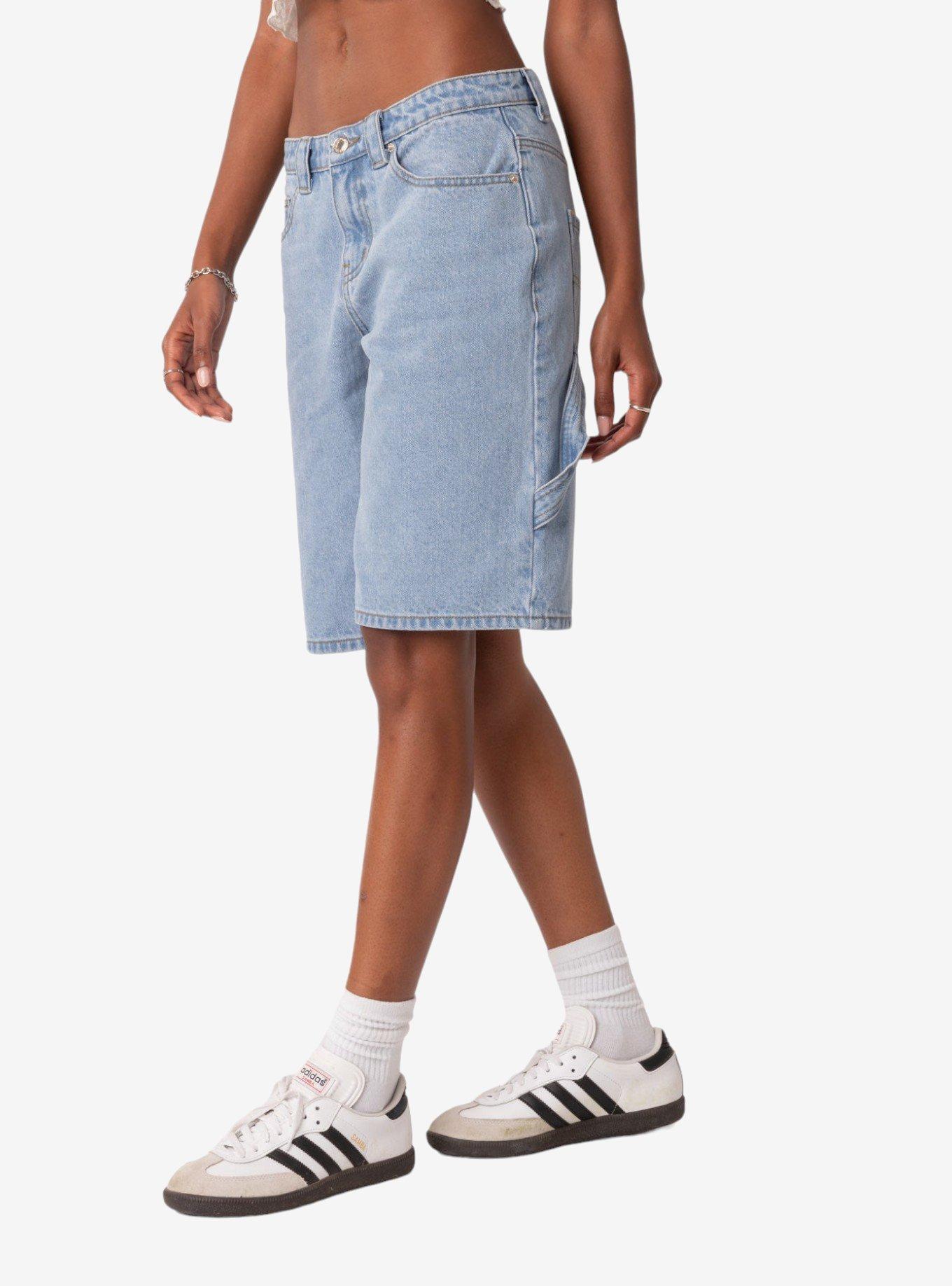 Low Rise Bermuda Denim Carpenter Shorts Blue, BLUE, alternate