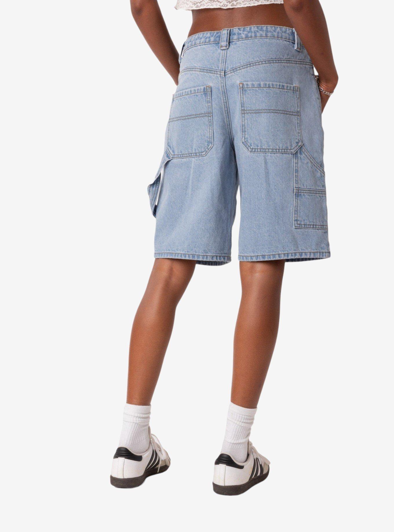 Low Rise Bermuda Denim Carpenter Shorts Blue, BLUE, alternate