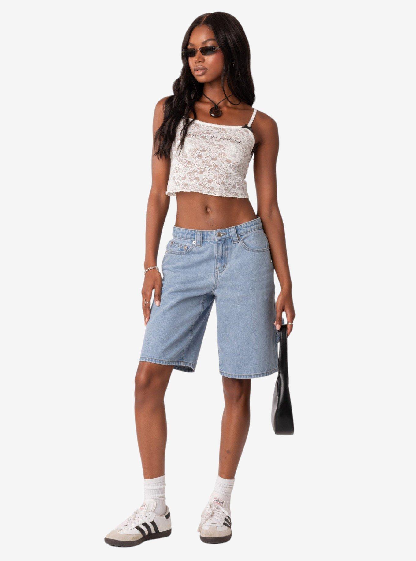 Low Rise Bermuda Denim Carpenter Shorts Blue, BLUE, alternate