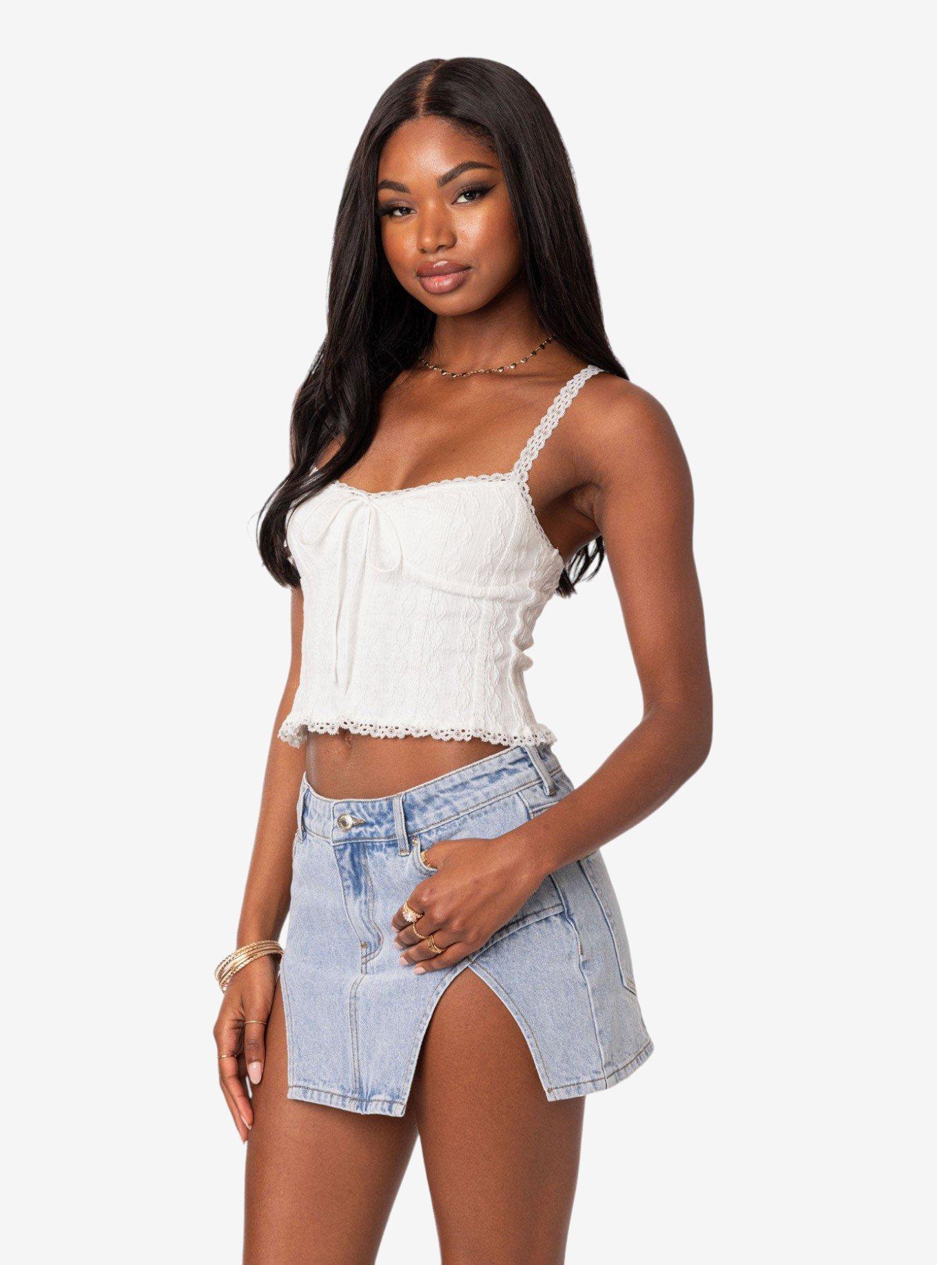 Lacey Knit Tank Top, BRIGHT WHITE, alternate