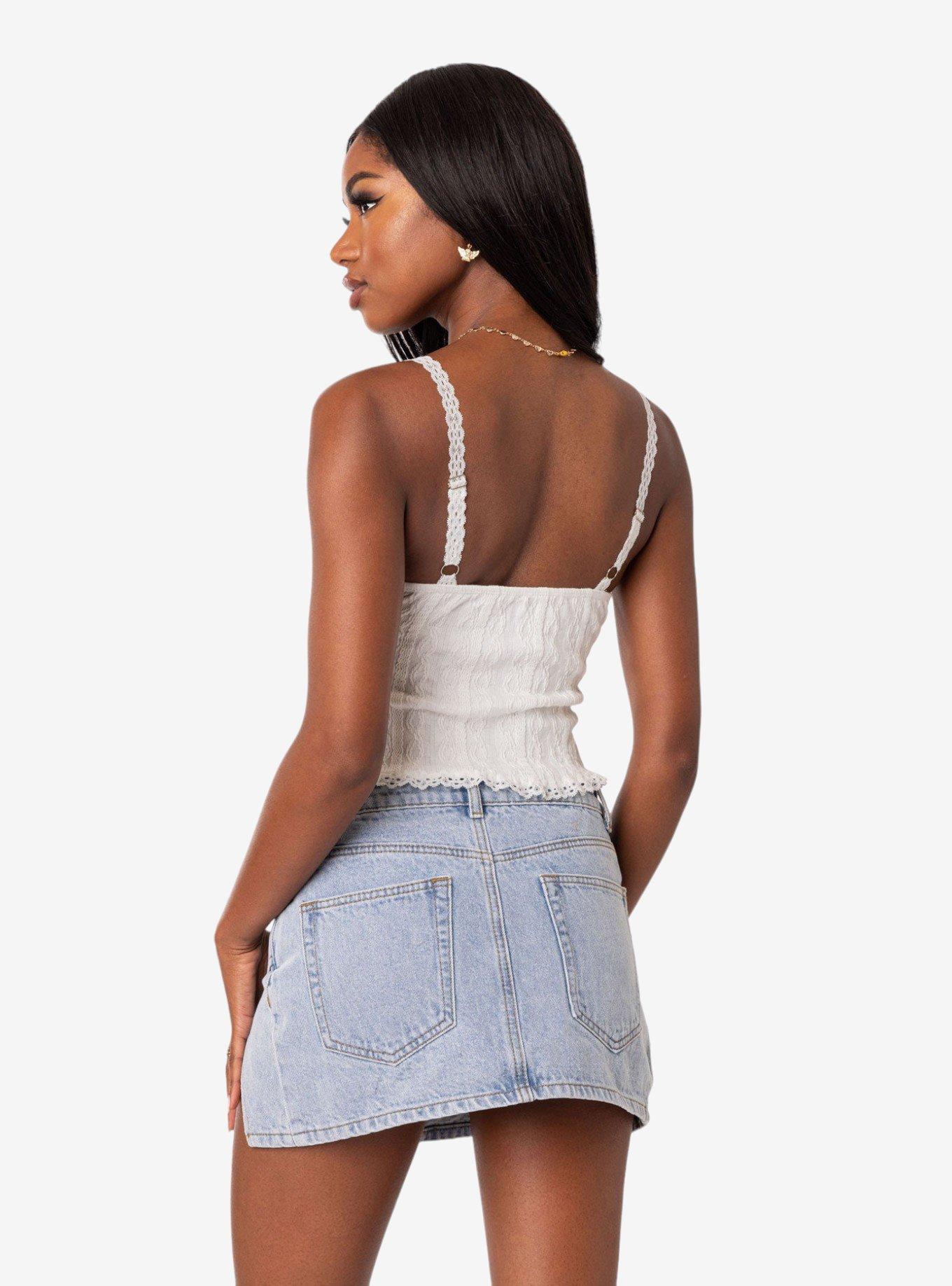 Lacey Knit Tank Top, BRIGHT WHITE, alternate