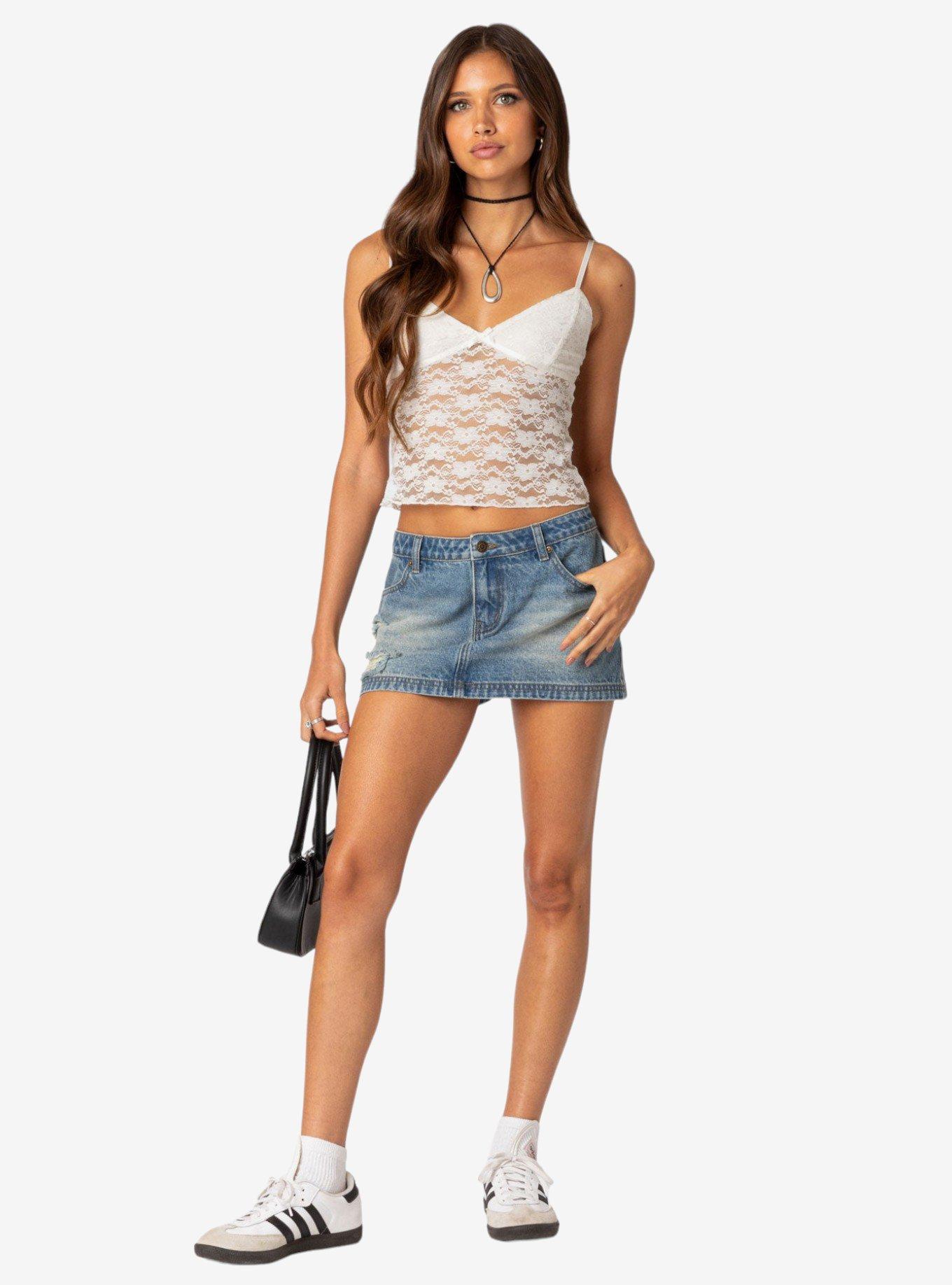 Eira Sheer Lace Tank Top White, BRIGHT WHITE, alternate