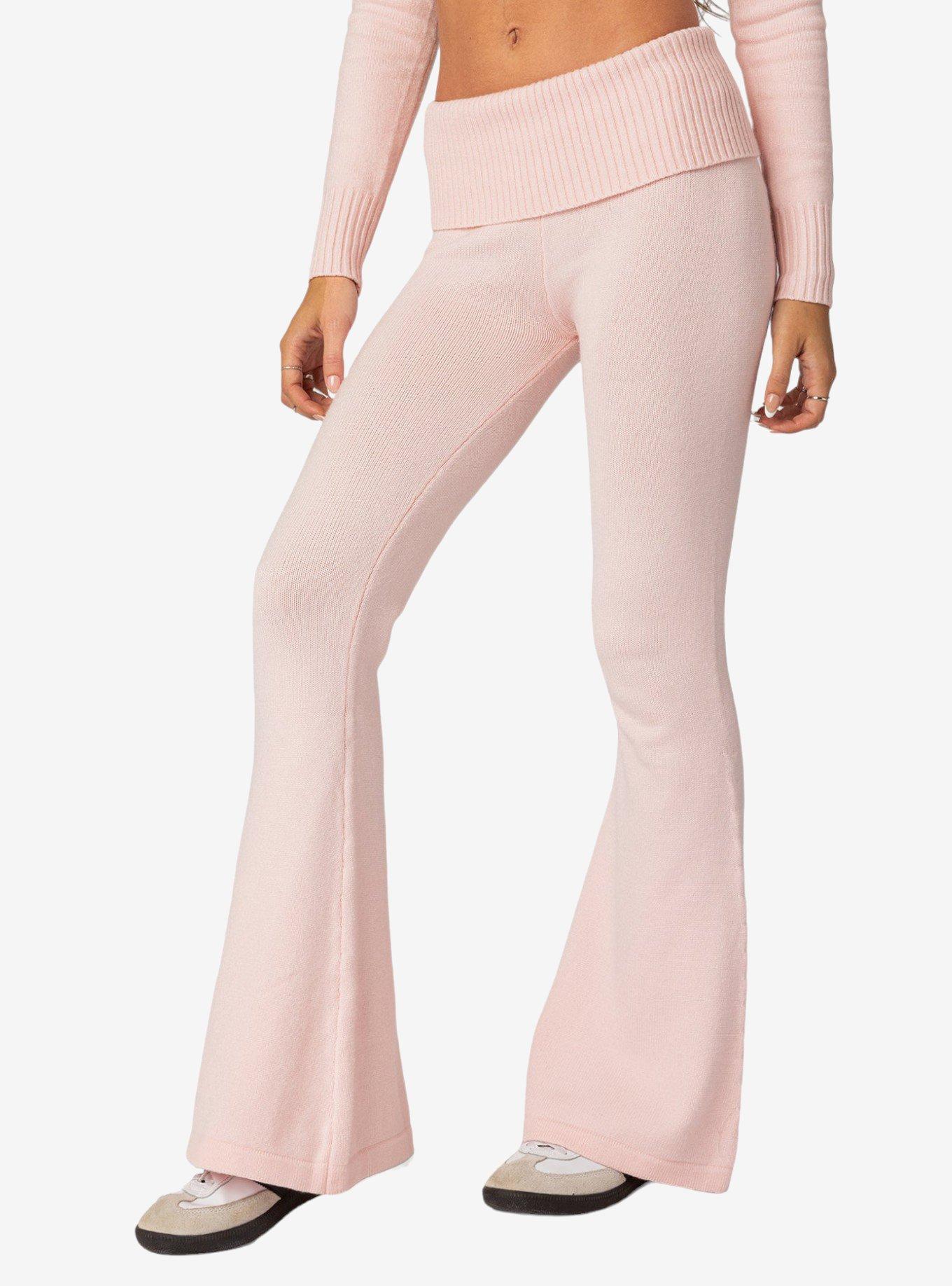 Desiree Knitted Low Rise Fold Over Pants, PINK, alternate