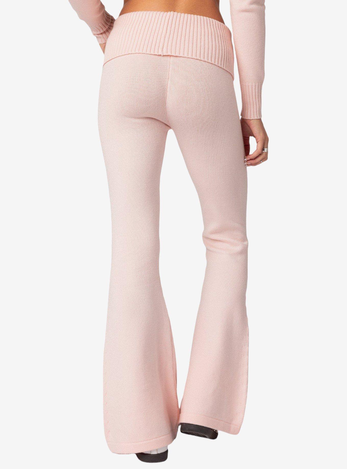 Desiree Knitted Low Rise Fold Over Pants, PINK, alternate