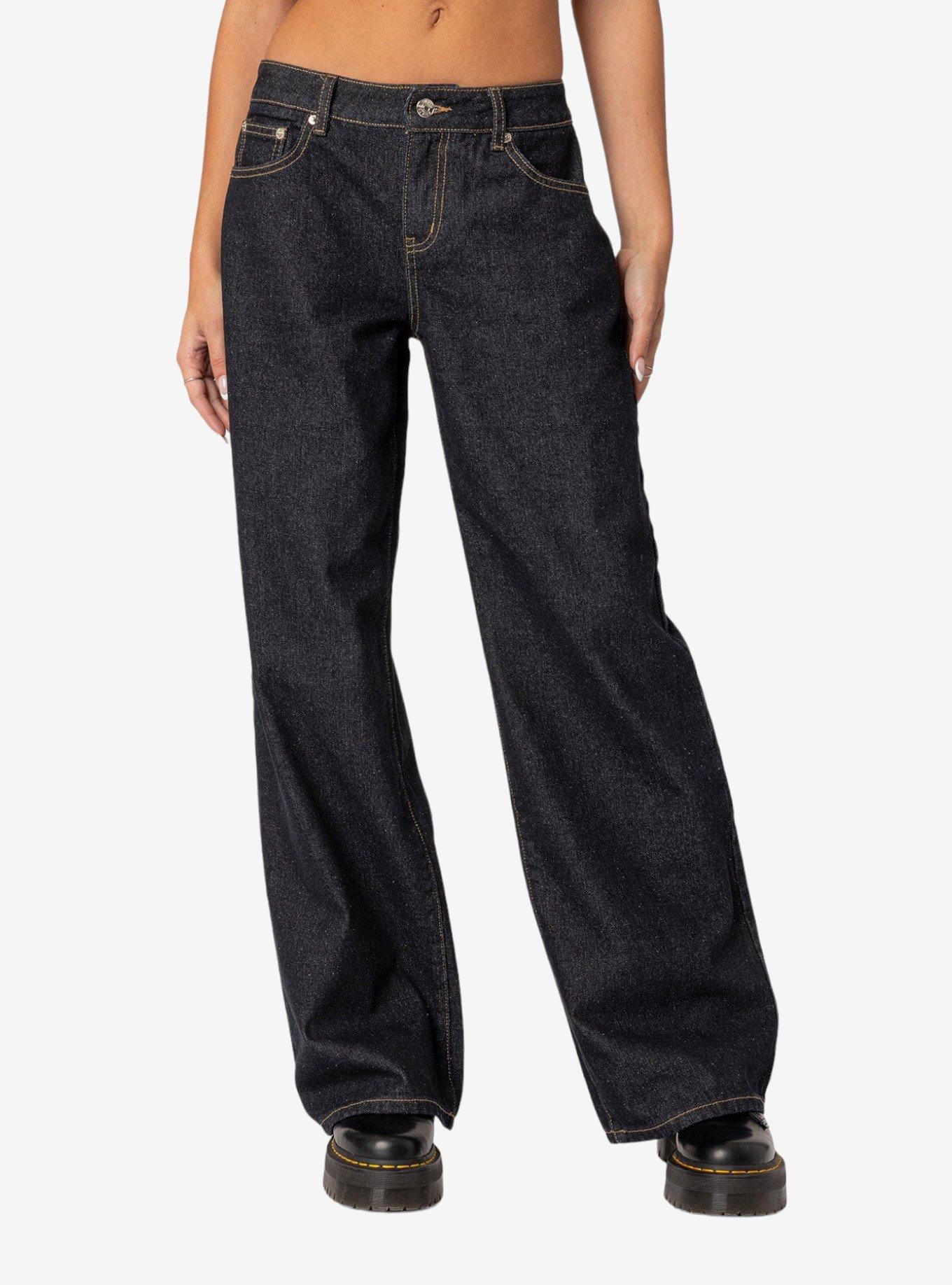 Edikted Raelynn Indigo Washed Low Rise Jeans, MULTI, alternate