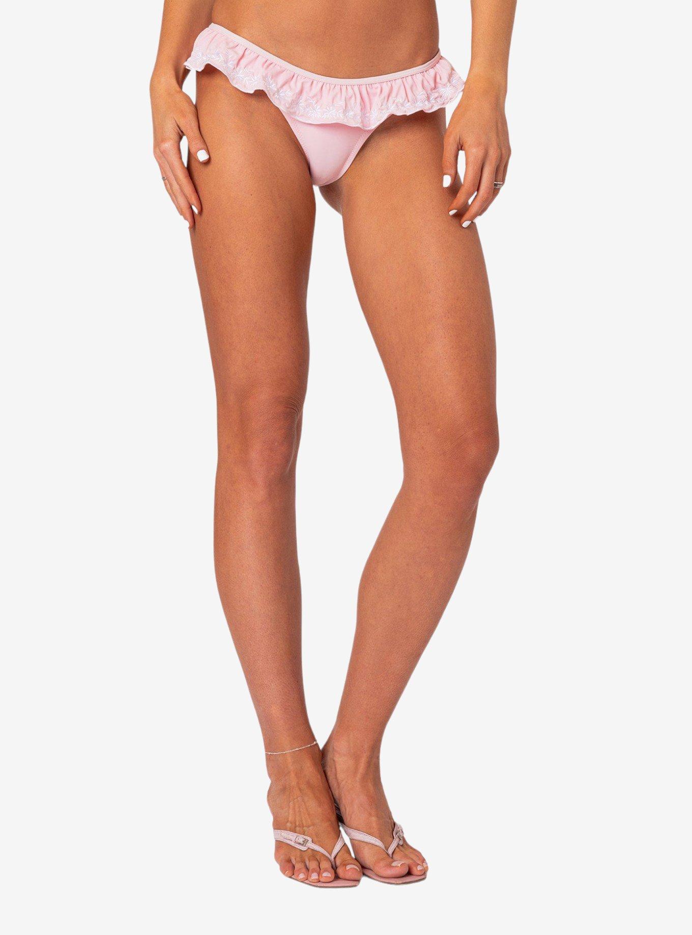 Edikted Frilly Swim Bottom, PINK, alternate