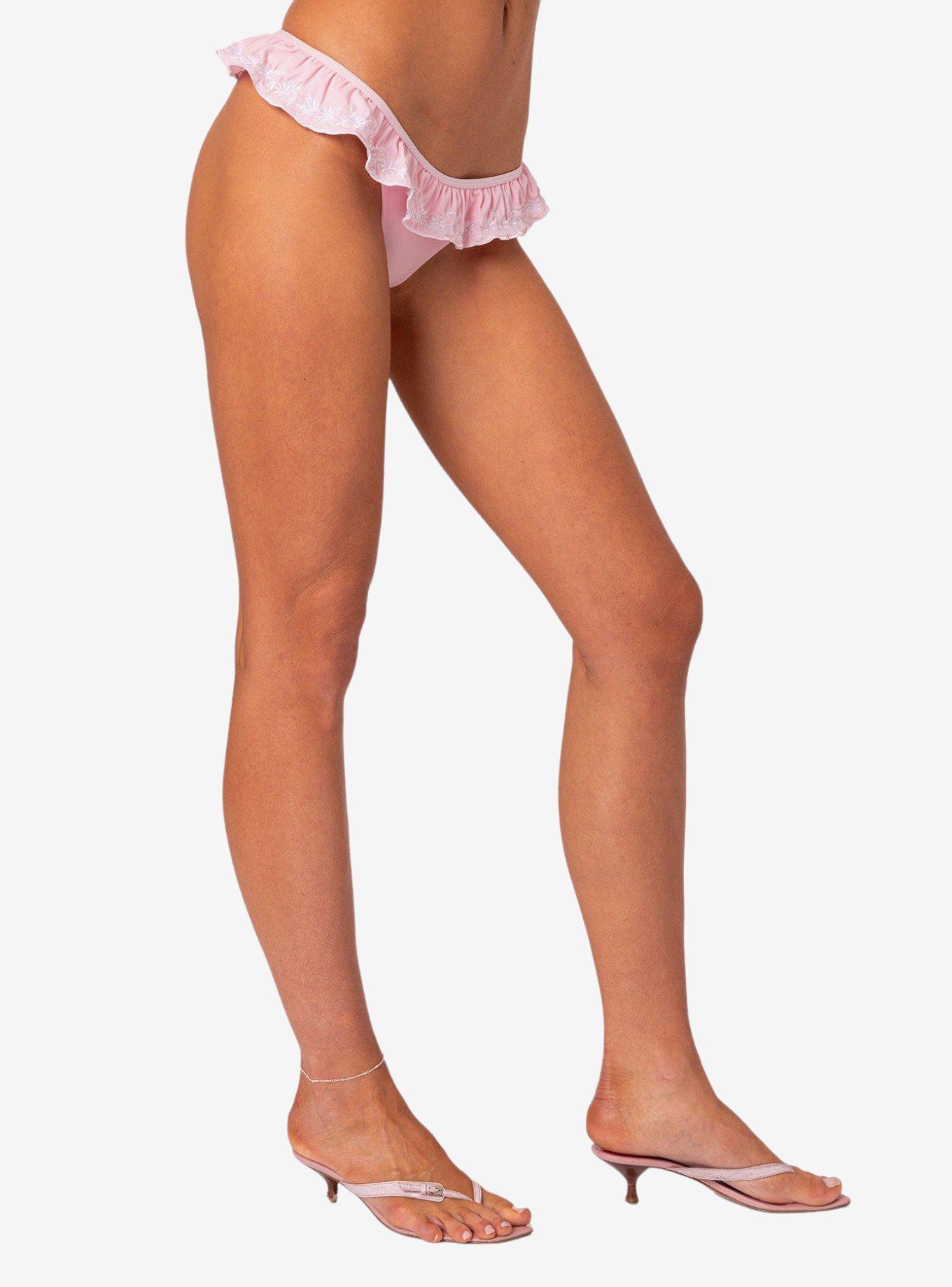 Edikted Frilly Swim Bottom, PINK, alternate