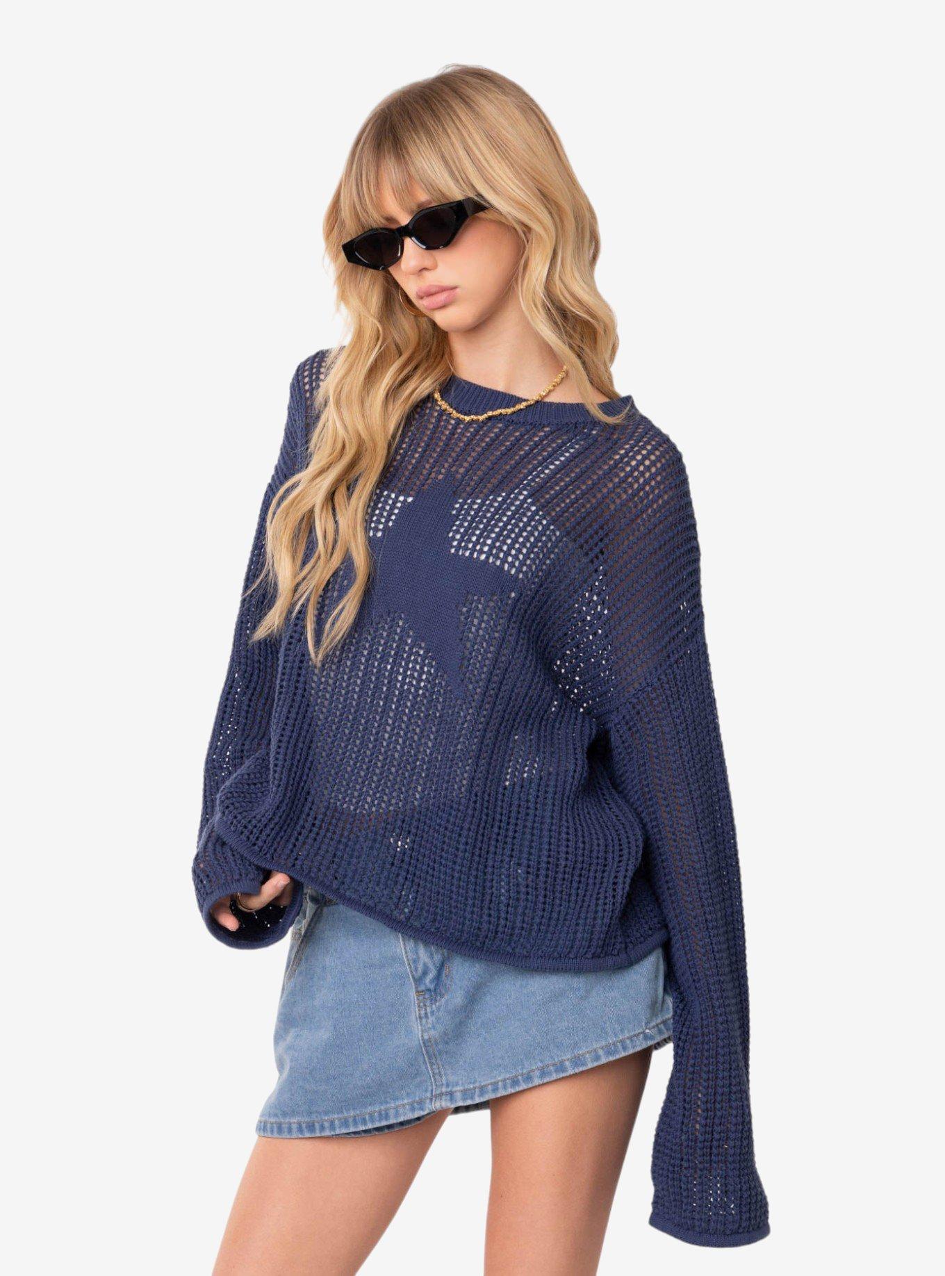Edikted Seeing Stars Oversized Sweater, BLUE, alternate