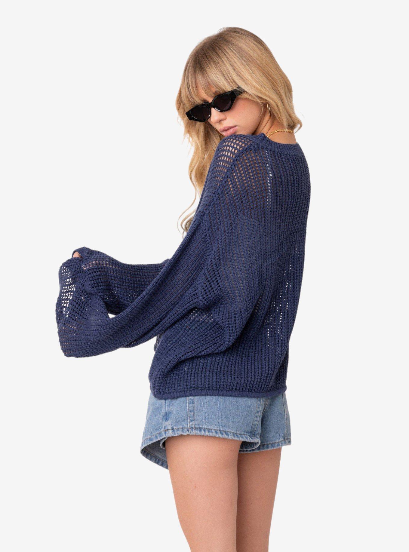 Edikted Seeing Stars Oversized Sweater, BLUE, alternate