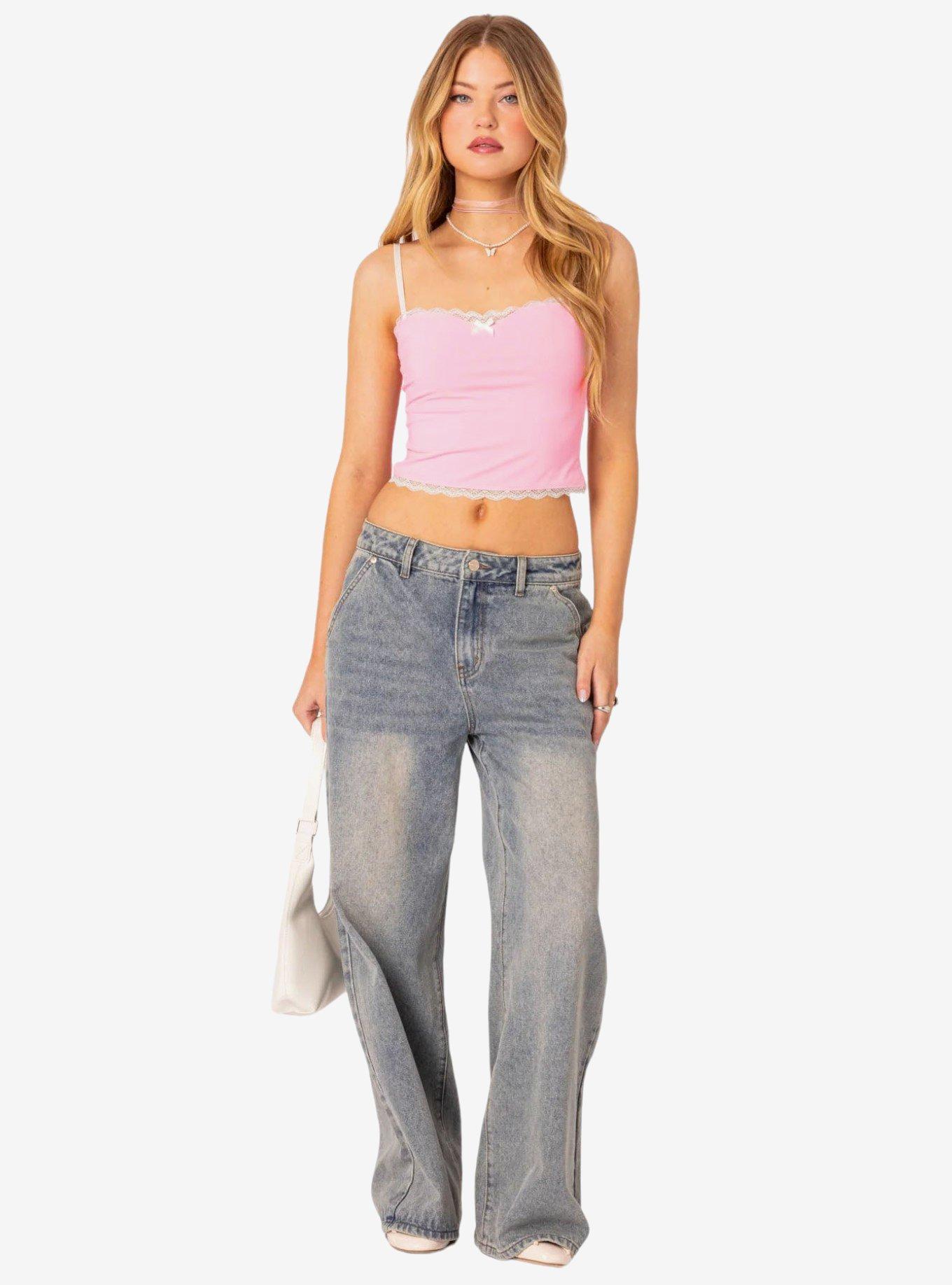 Alara Lace Trim Tank Top, PINK, alternate