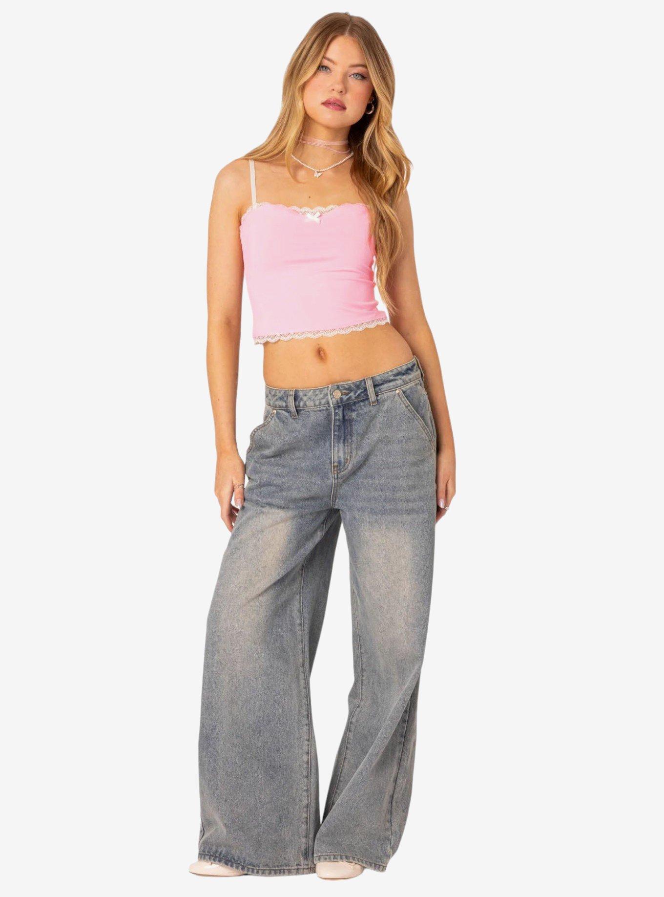 Alara Lace Trim Tank Top, PINK, alternate