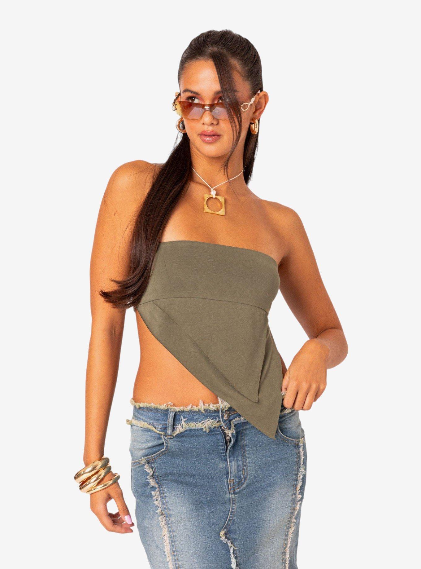 Patterson Layered Triangle Tube Top, OLIVE, alternate
